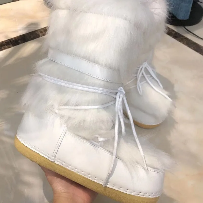 2023 Winter Snow Boots Women Ski Boots Fluffy Hairy Winter Fur Boots