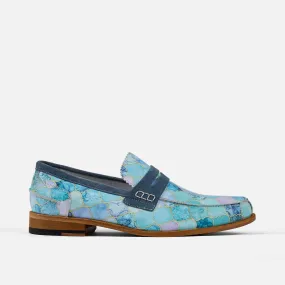 Abe Aquamarine Suede Penny Loafers