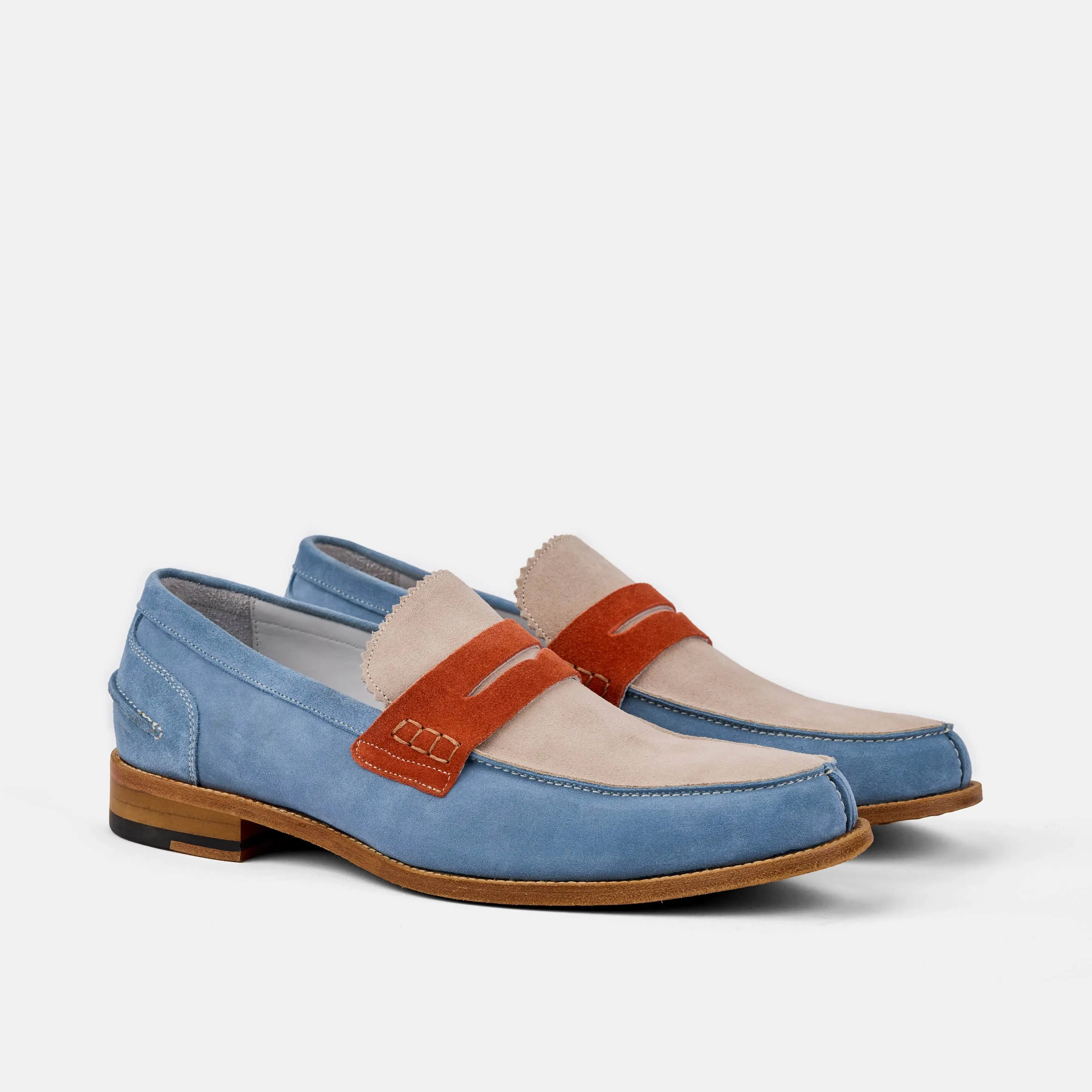 Abe Blue Skies Suede Penny Loafers