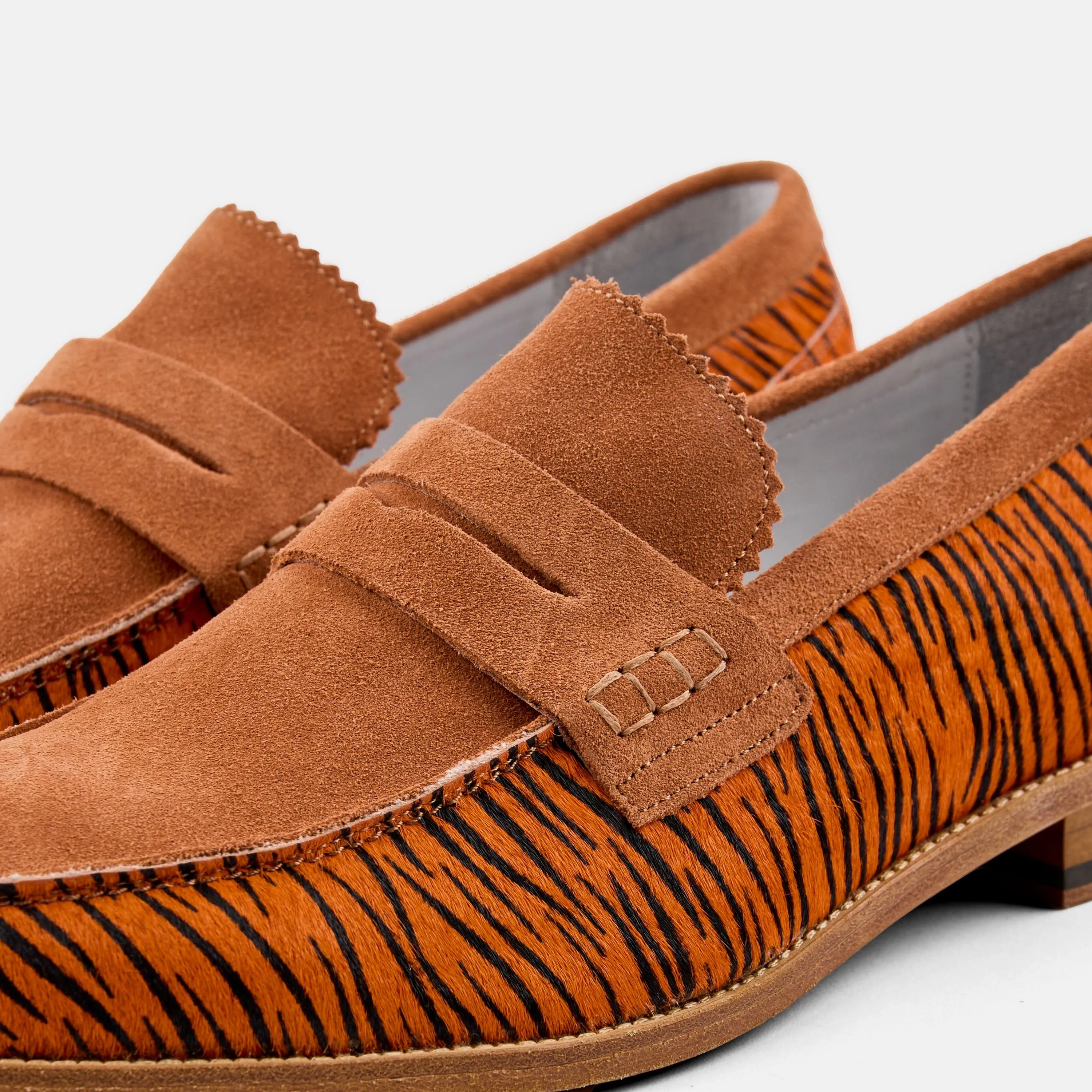 Abe Tiger Suede Penny Loafers