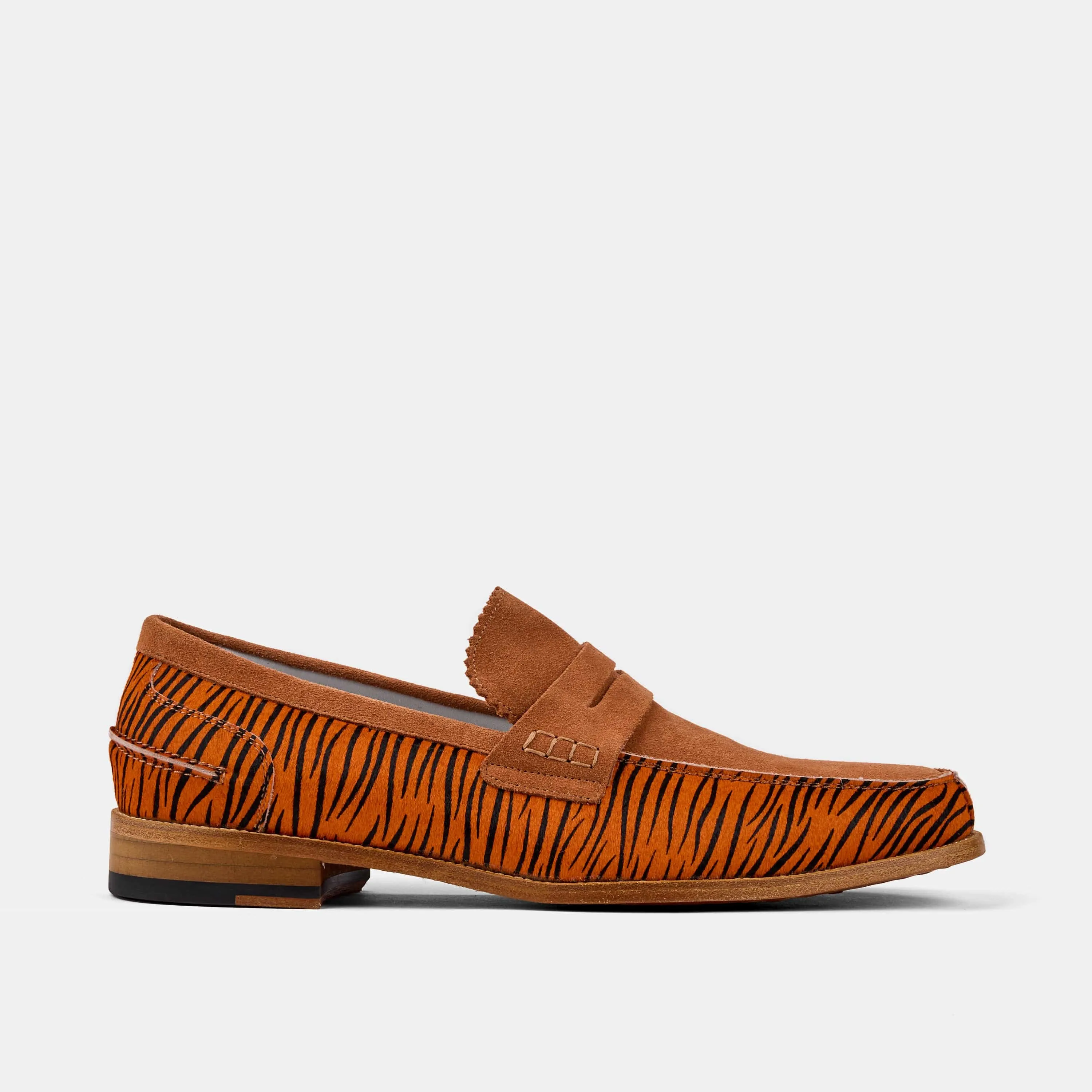 Abe Tiger Suede Penny Loafers