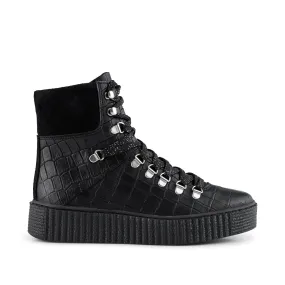 Agda boot læder - BLACK CROCO