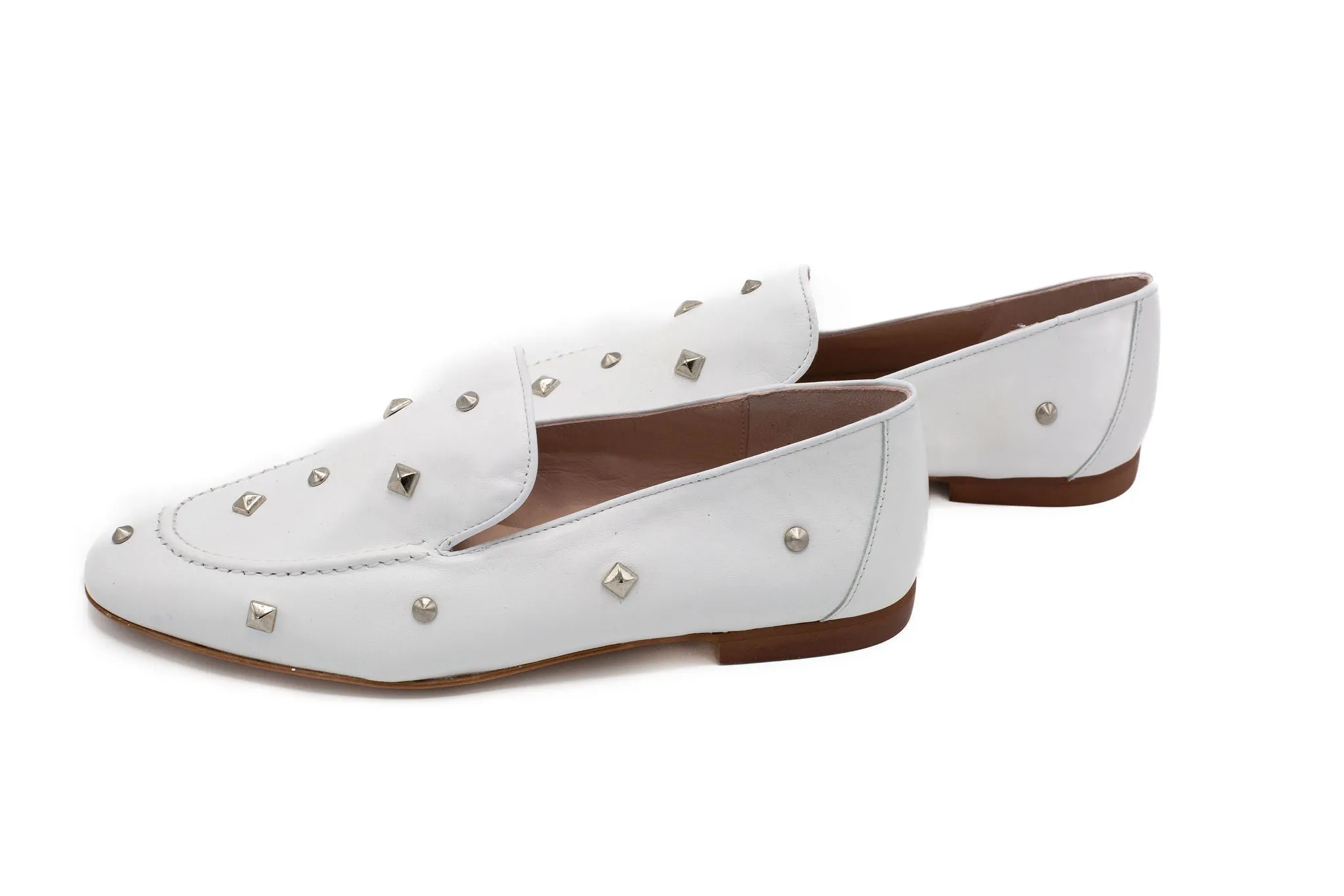 Brandy White Leather