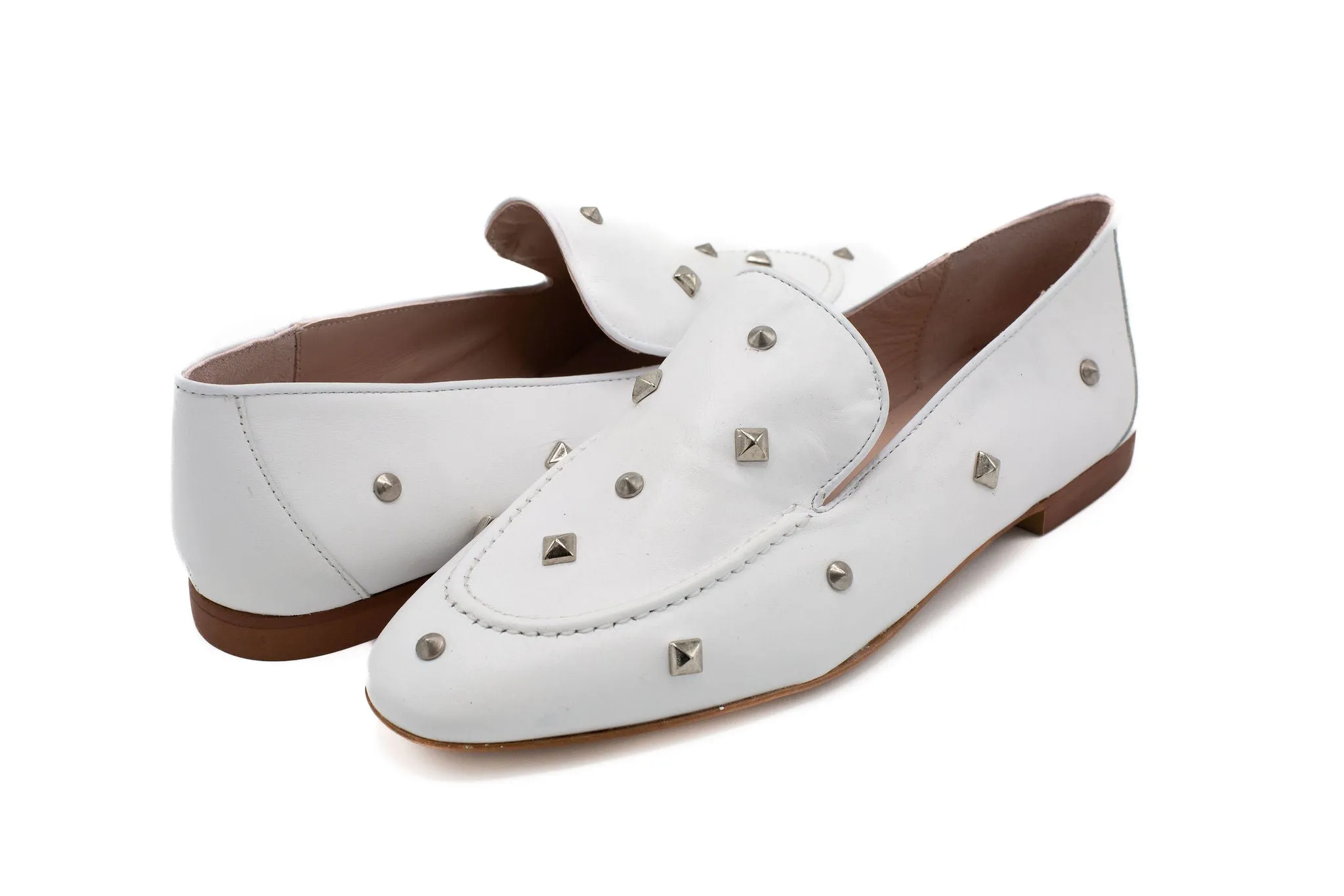 Brandy White Leather