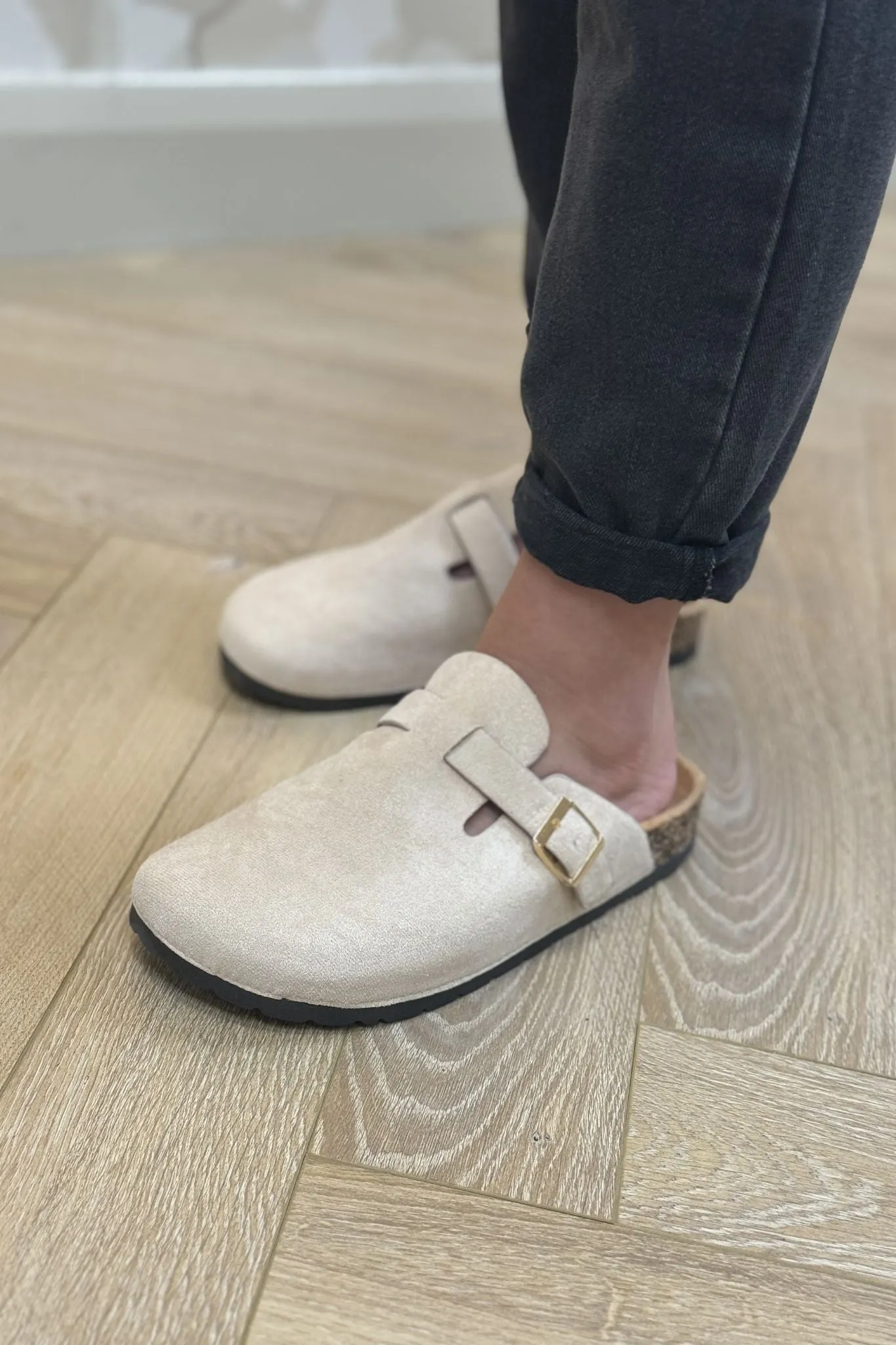 Cathy Faux Suede Mule In Cream