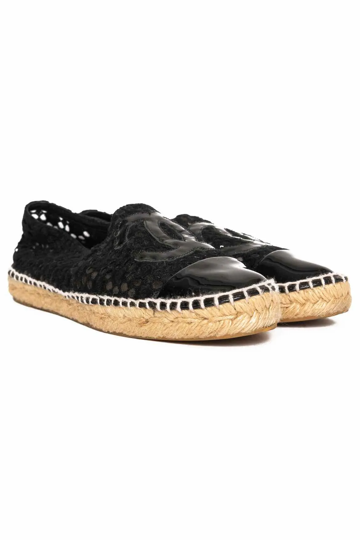 Chanel CC Logo Espadrilles Flats Size 5.5