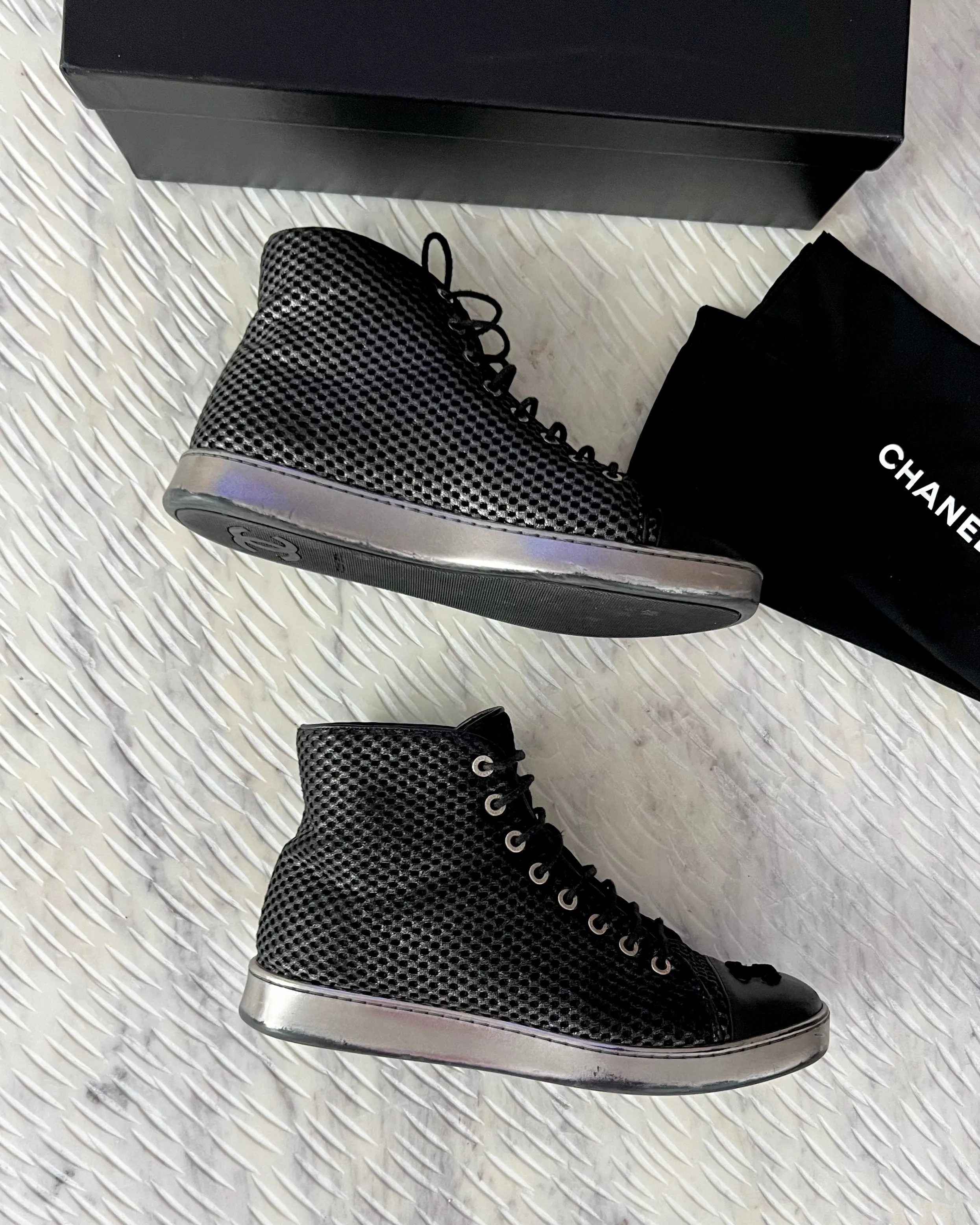 Chanel Mesh CC Hightop Sneakers