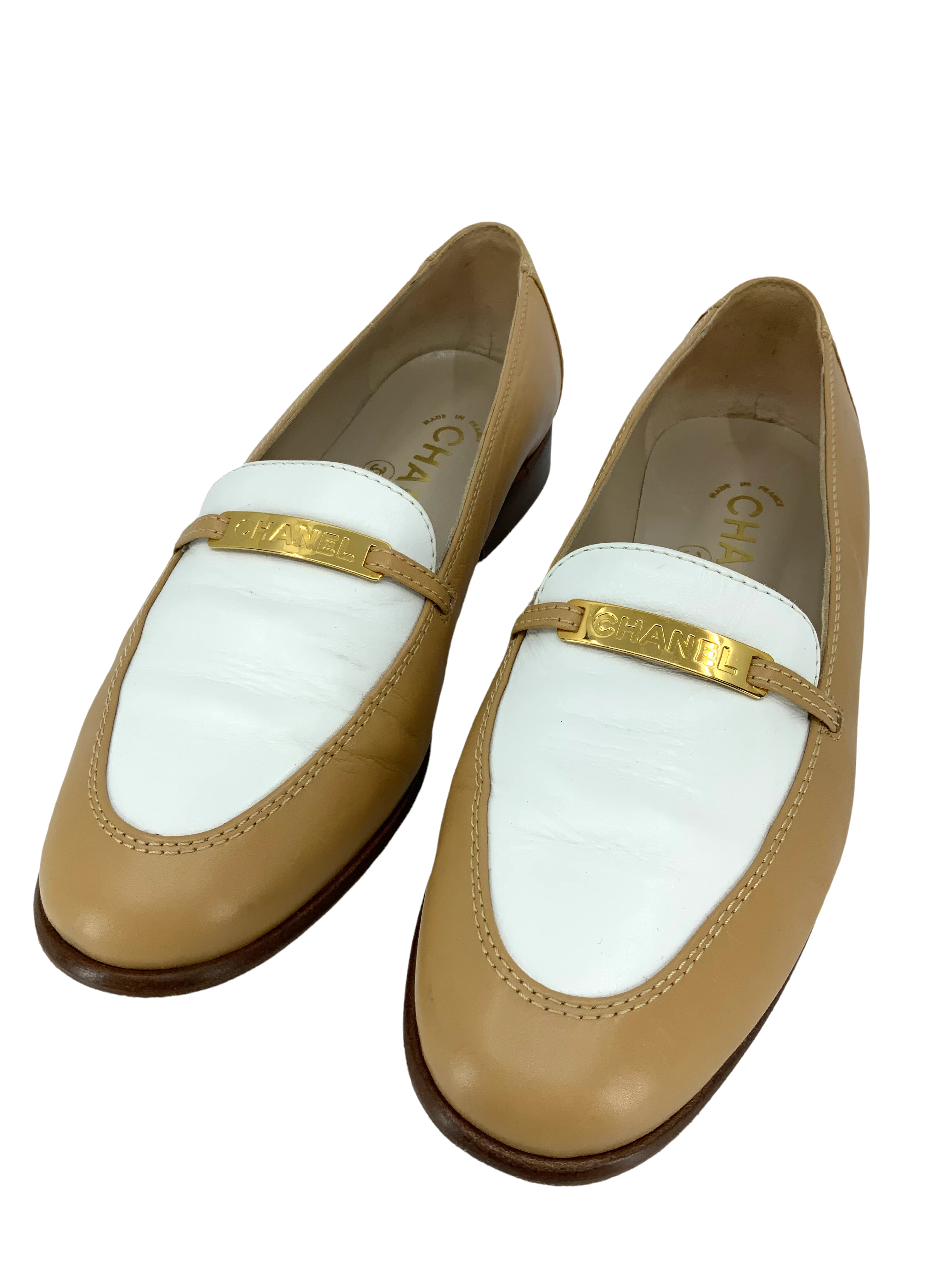 Chanel Vintage Calfskin Finition Main Loafers Size 7.5