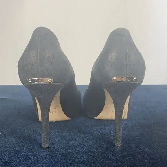 Christian Dior Blk Miss Dior Black Snake Pumps