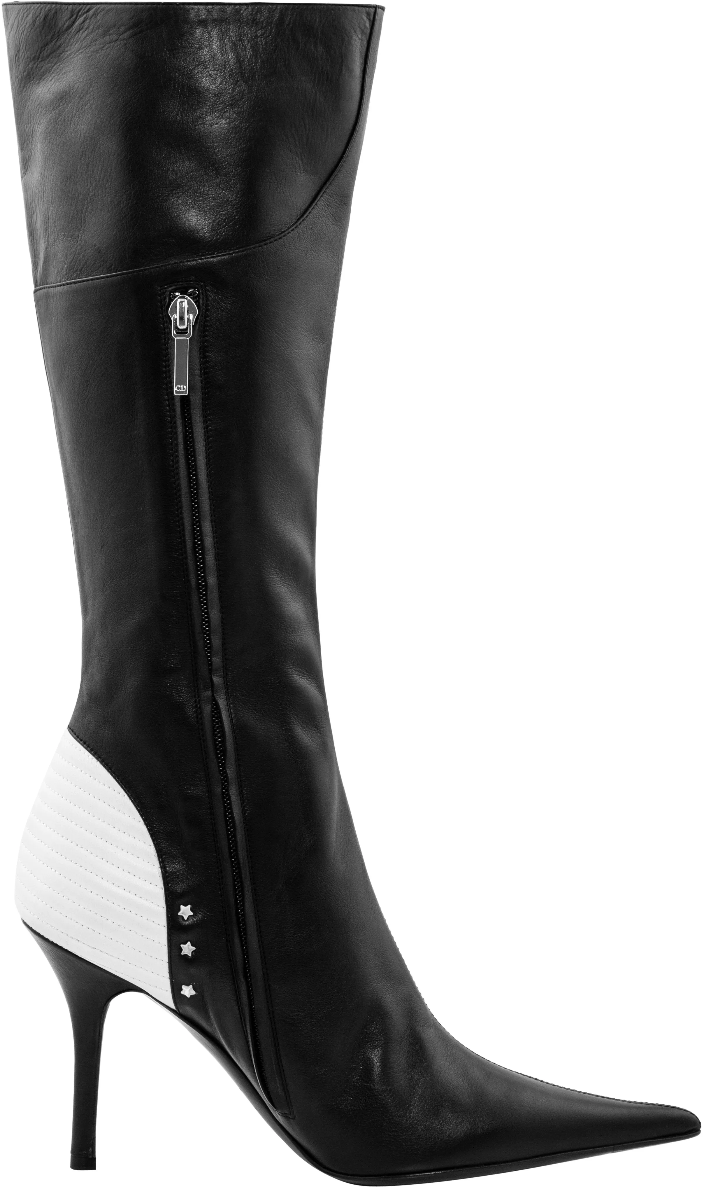 Christian Dior Moto Logo Leather Knee Boots