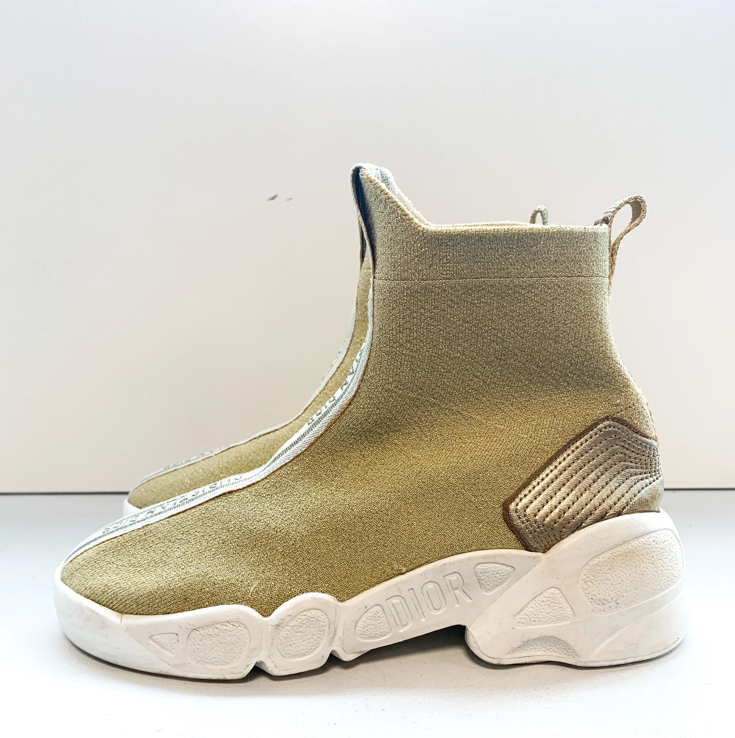 Christian Dior Sock Sneakers Gold Glitter 37