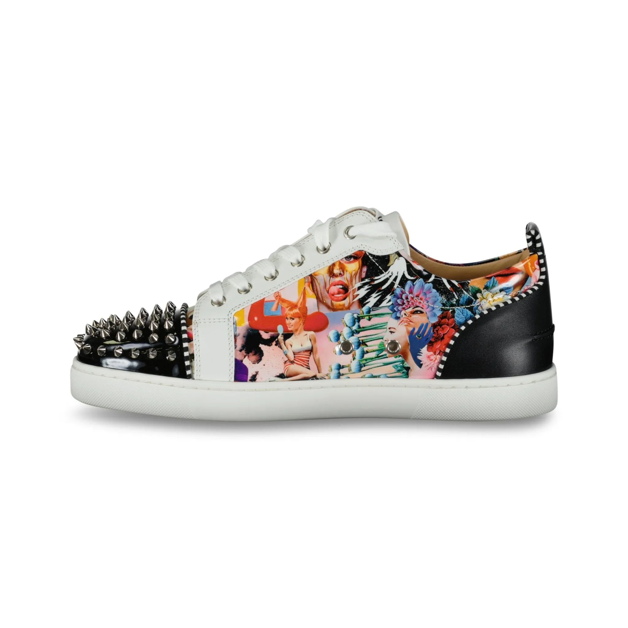 CHRISTIAN LOUBOUTIN LOUIS JUNIOR SPIKES ORLATO FLAT MULTI/SILVER