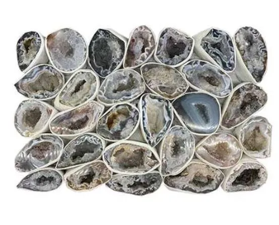 Crystal Oco Geodes - Natural Agate Druzy Halves - Polished Front Edge