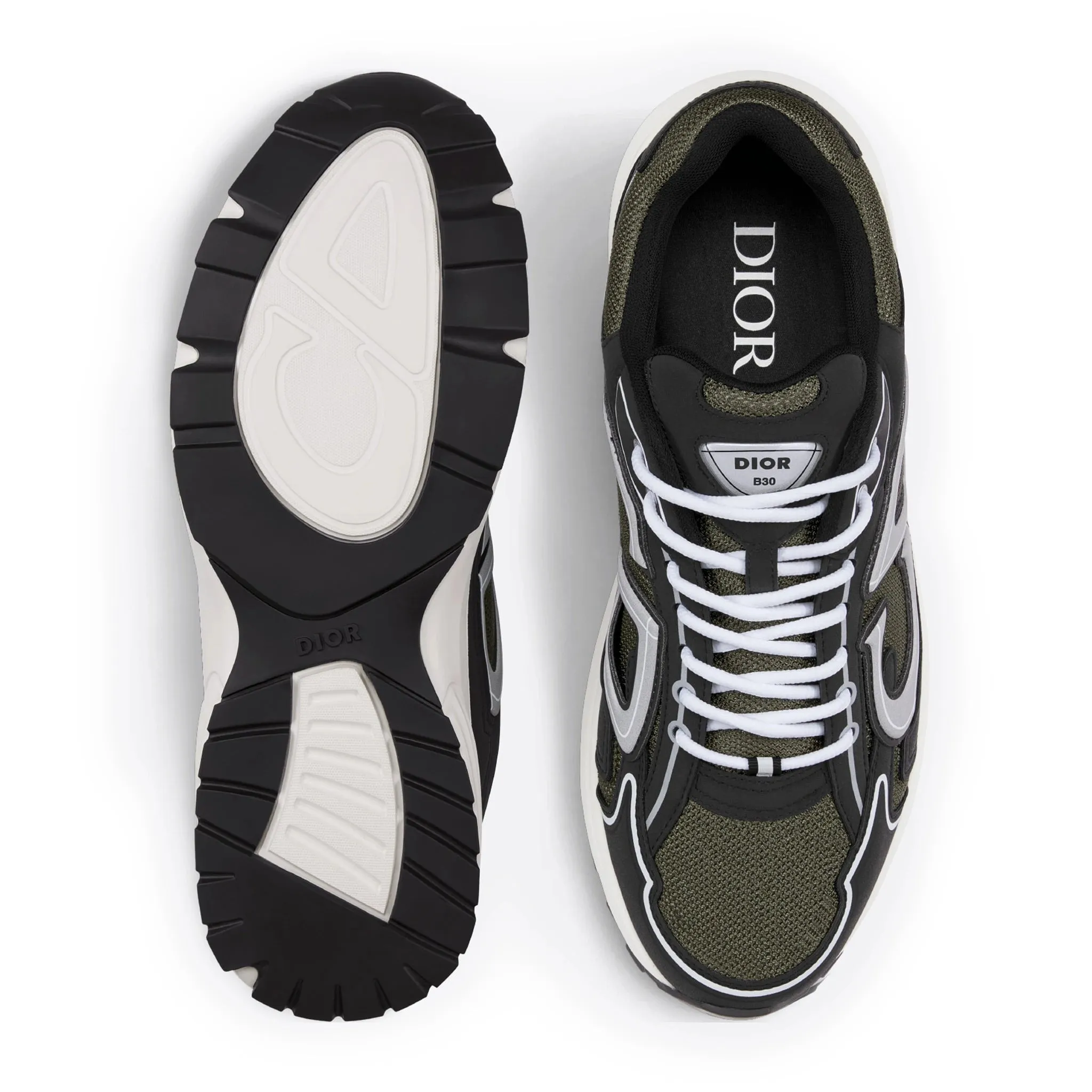 Dior B30 Mesh Deep Green Black Trainer