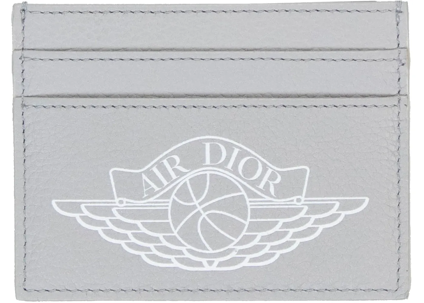 Dior x Jordan Wings Card Holder (4 Card Slot) Grey in Calfskin with Silver-tone