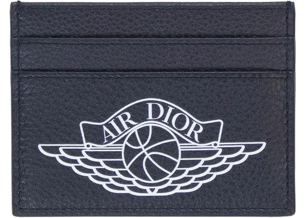 Dior x Jordan Wings Card Holder (4 Card Slot) Grey in Calfskin with Silver-tone