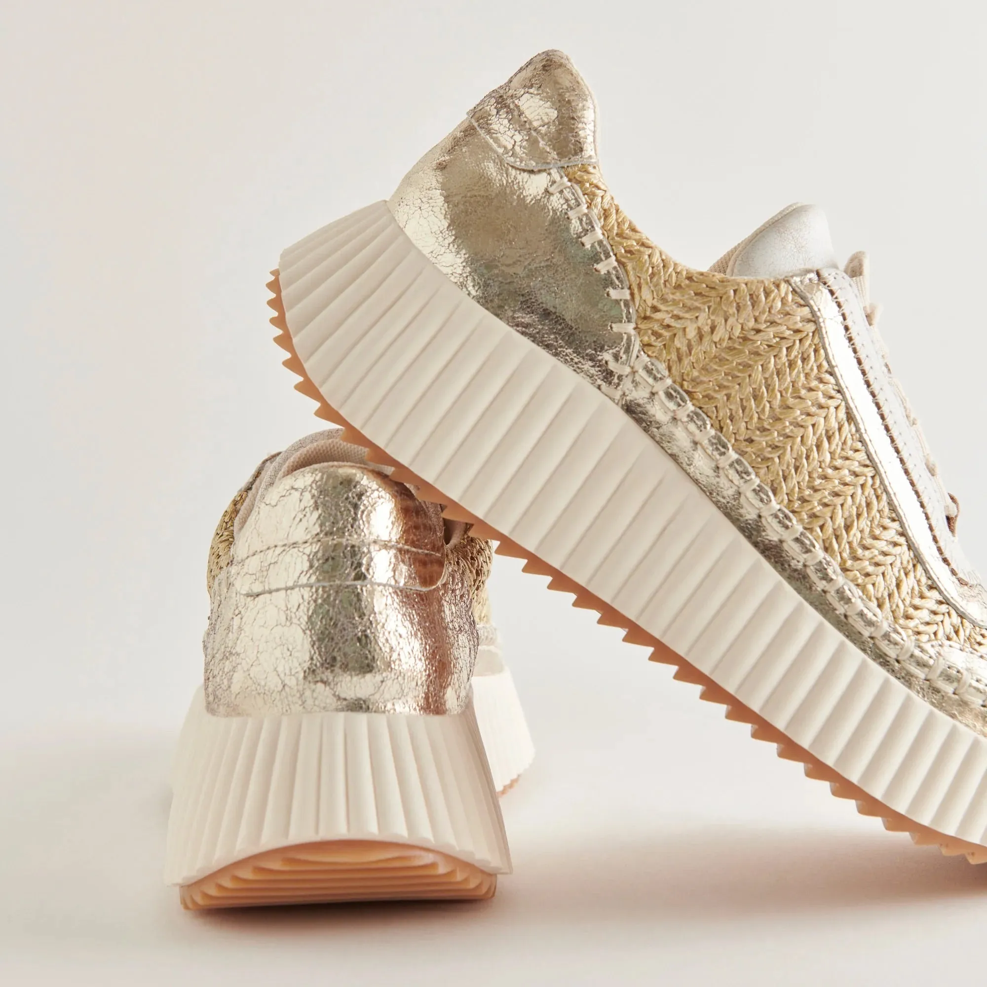 Dolen Gold Knit Sneakers