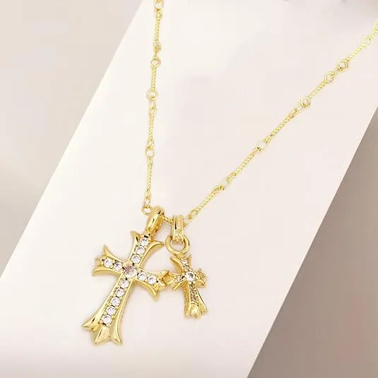 Double Cross Pendant Necklace