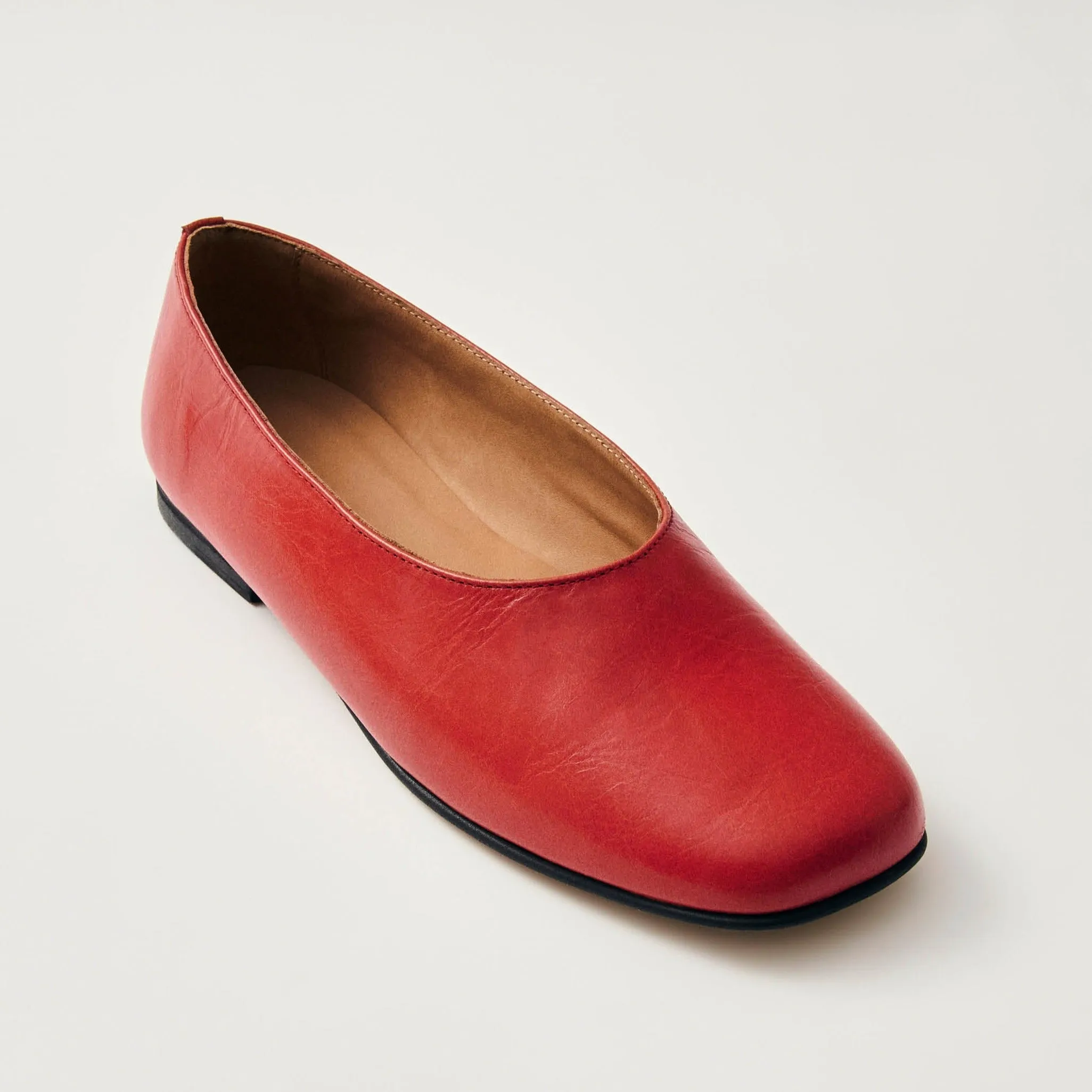 Edie Red Leather Ballet Flats