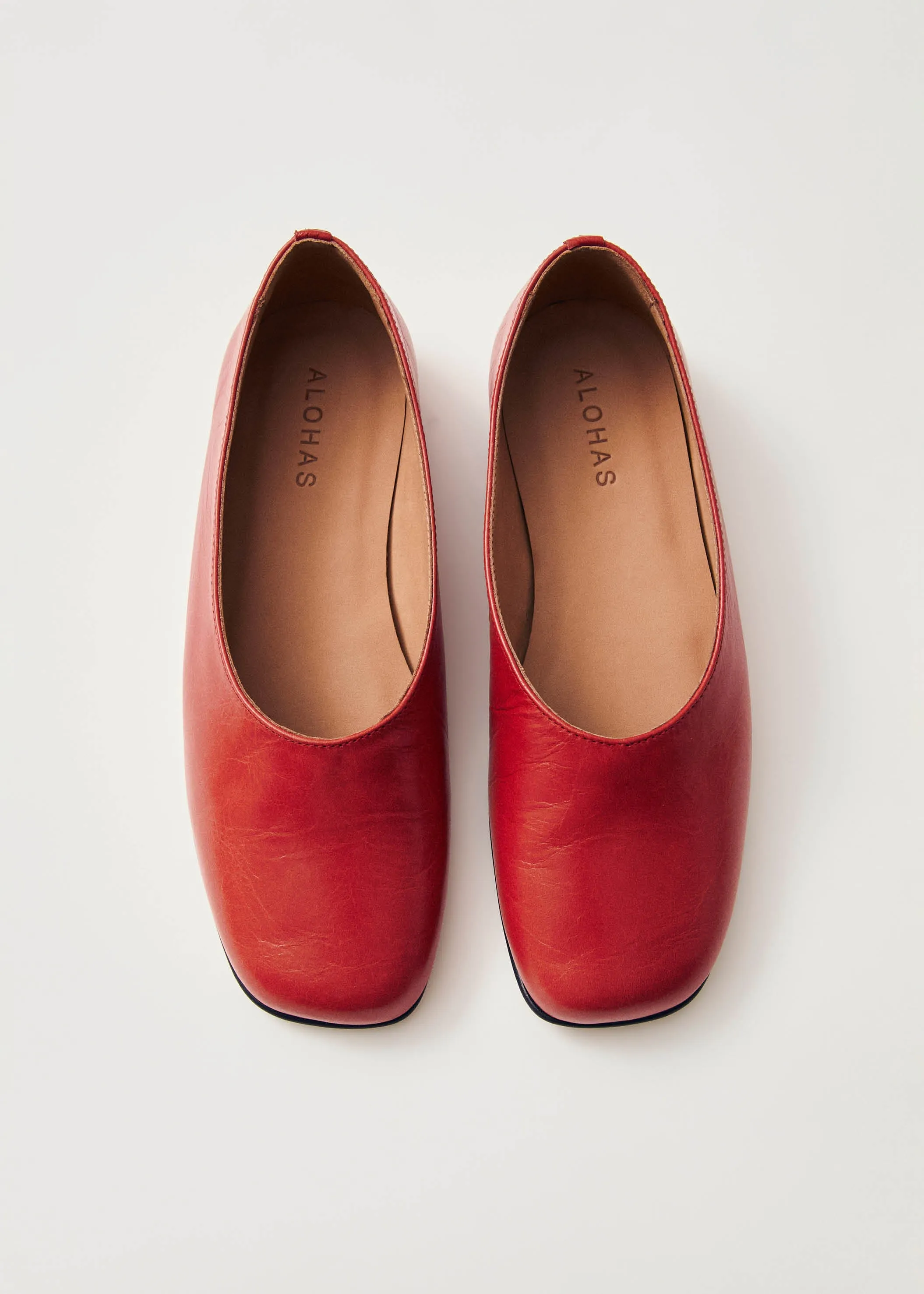 Edie Red Leather Ballet Flats