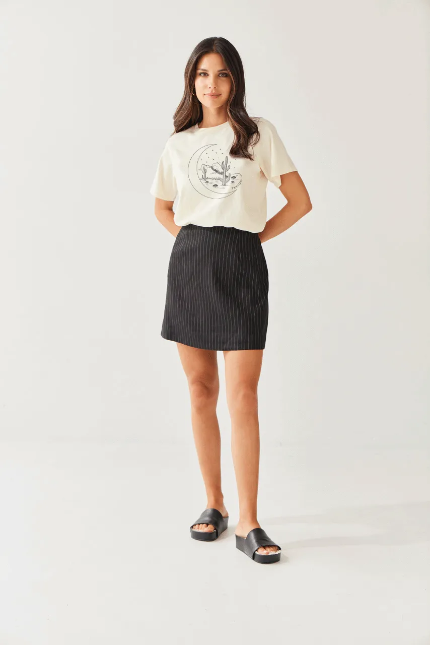 Emili Mini Skirt | Black Pinstripe