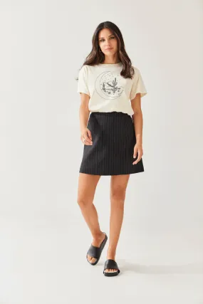 Emili Mini Skirt | Black Pinstripe