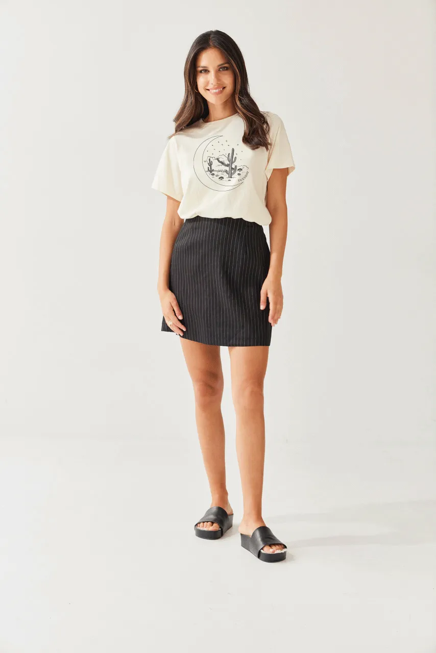 Emili Mini Skirt | Black Pinstripe