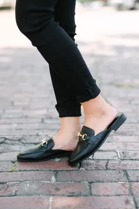 Feeling Connected Black Loafer Mules