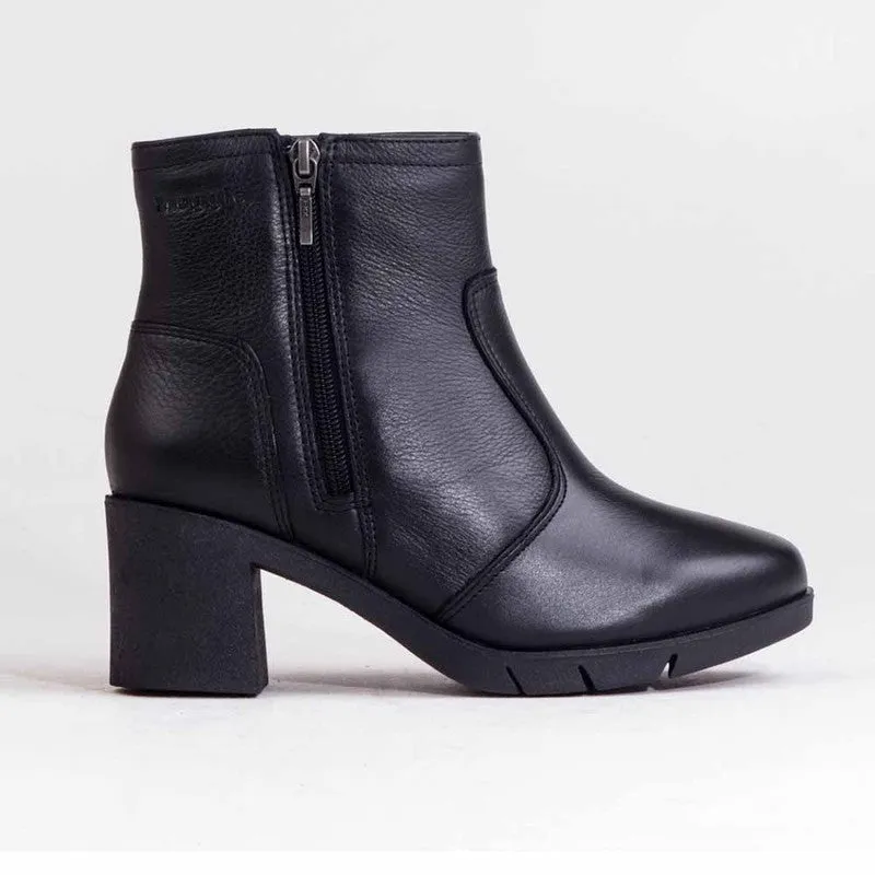 Froggie Flex Leather Block Heel Side Zip Ankle Boot - Black