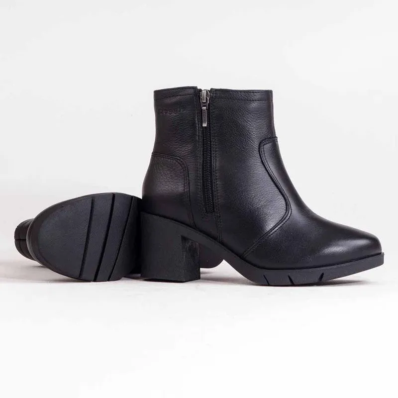 Froggie Flex Leather Block Heel Side Zip Ankle Boot - Black