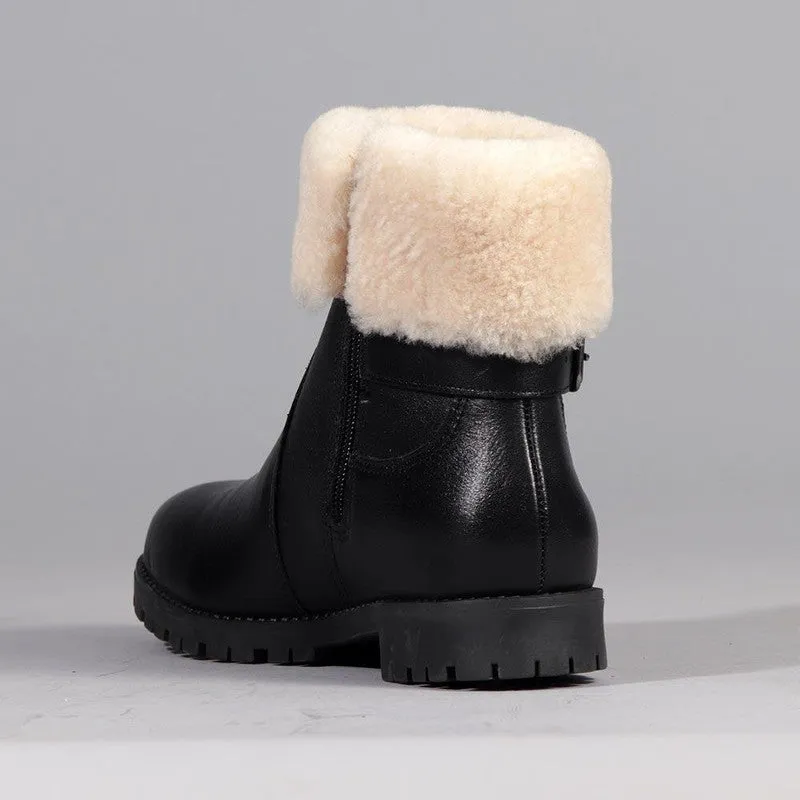 Froggie Pat Leather Fur Collar Ankle Boot - Black