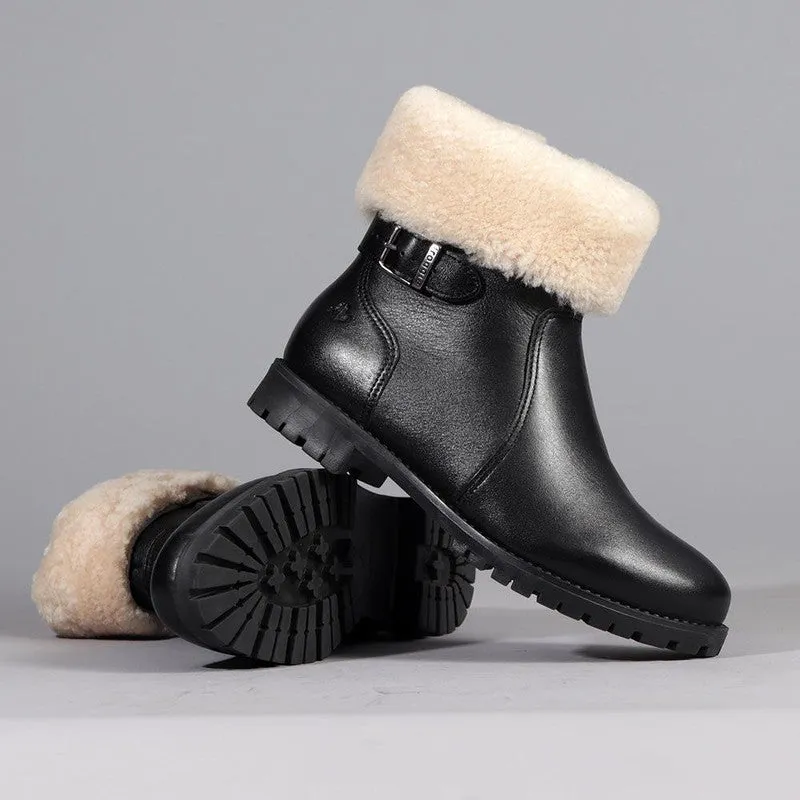 Froggie Pat Leather Fur Collar Ankle Boot - Black