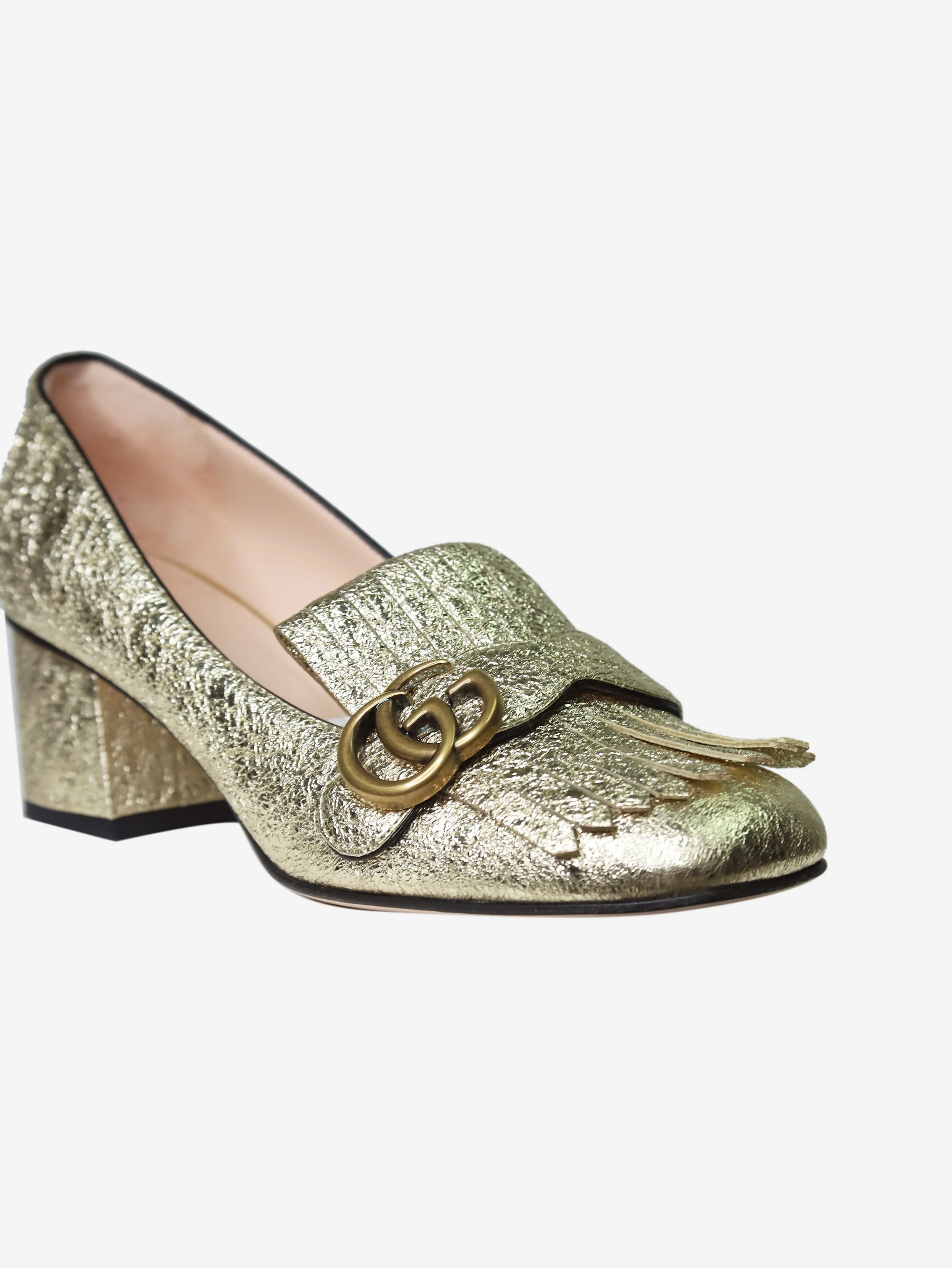 Gold frilled GG emblem heels - size EU 38.5