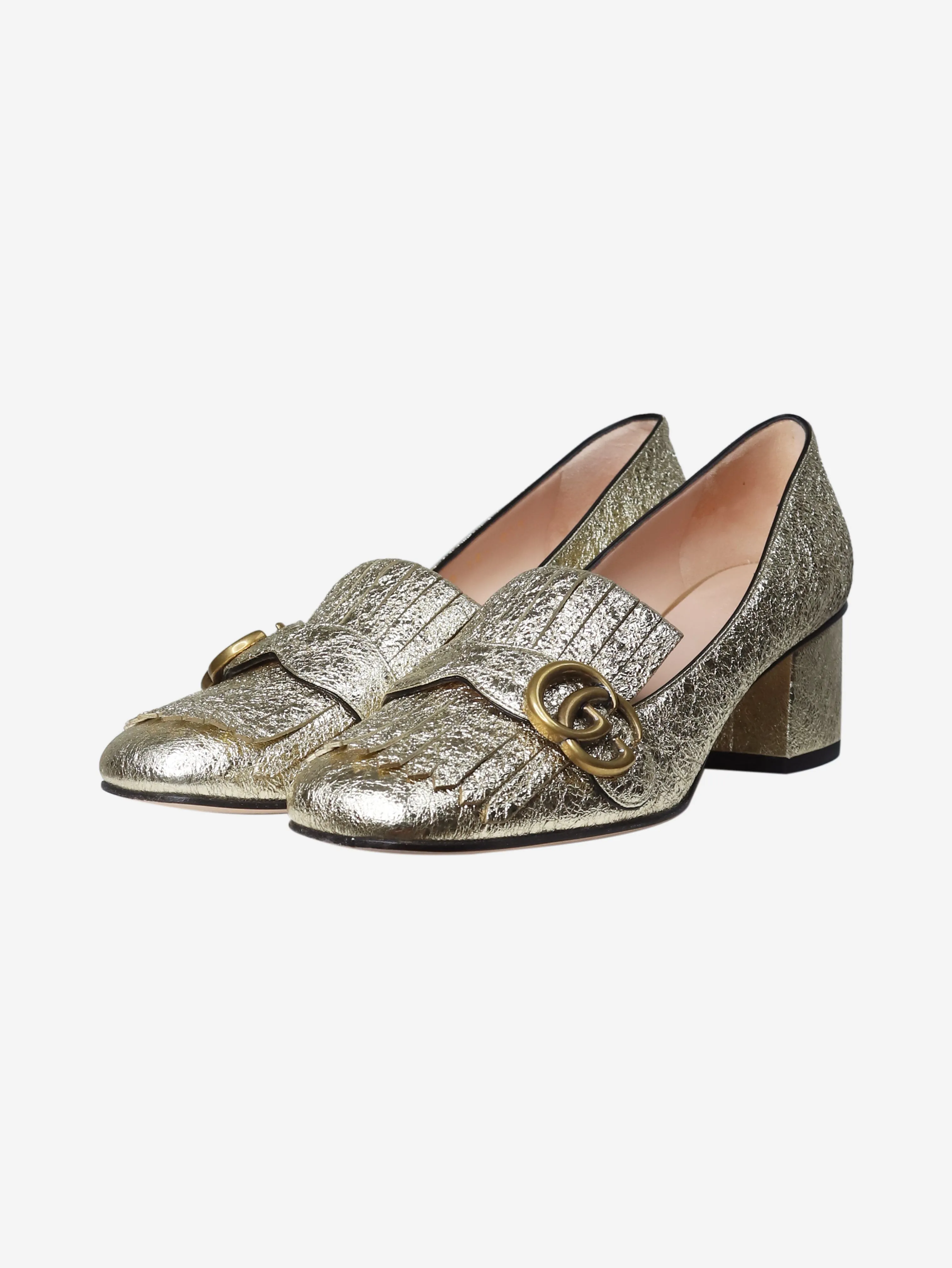 Gold frilled GG emblem heels - size EU 38.5