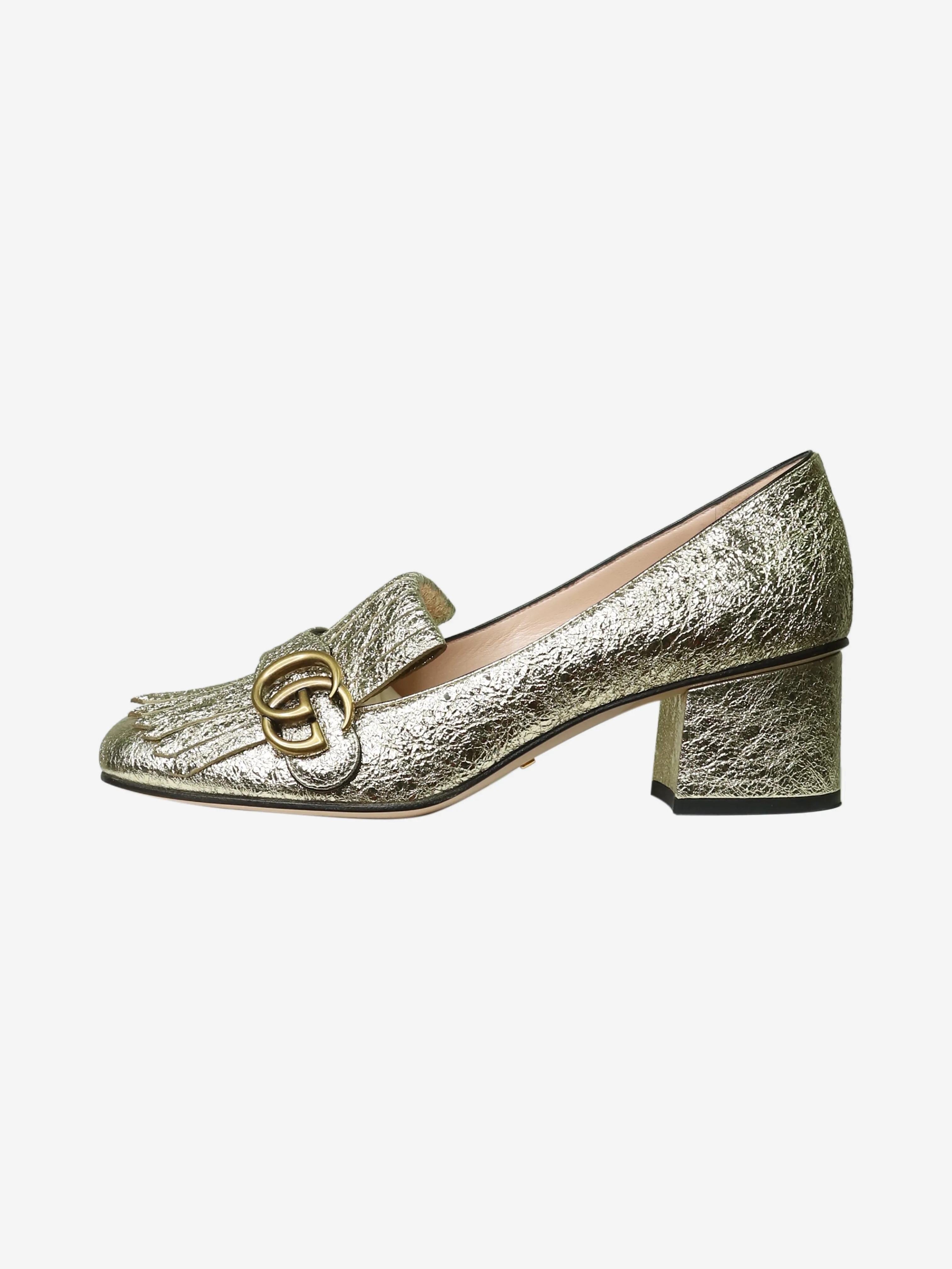 Gold frilled GG emblem heels - size EU 38.5