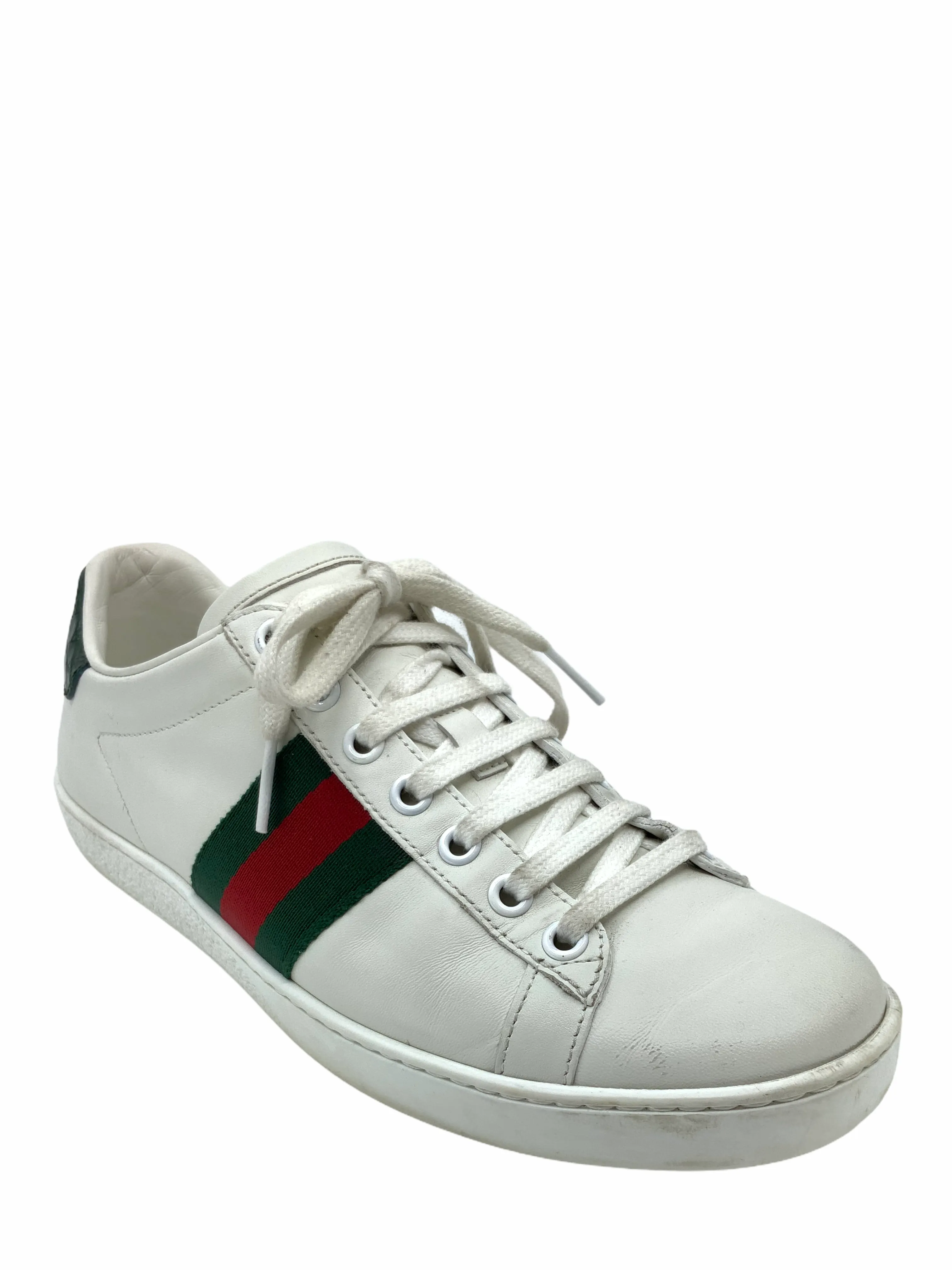 Gucci Ace Leather Web Sneaker Size 7