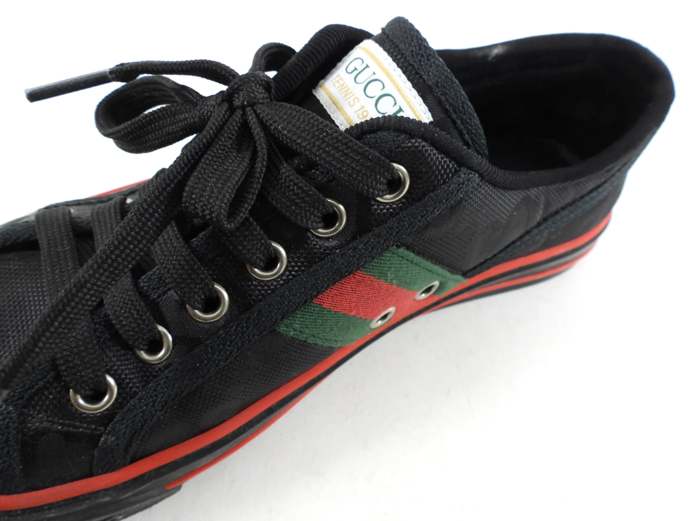 Gucci Black Monogram Web Stripe Off The Grid Tennis Sneakers - 39