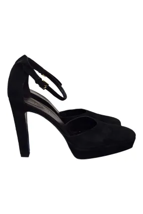 GUCCI Black Suede Ankle Strap Platform Heels (39.5 C)