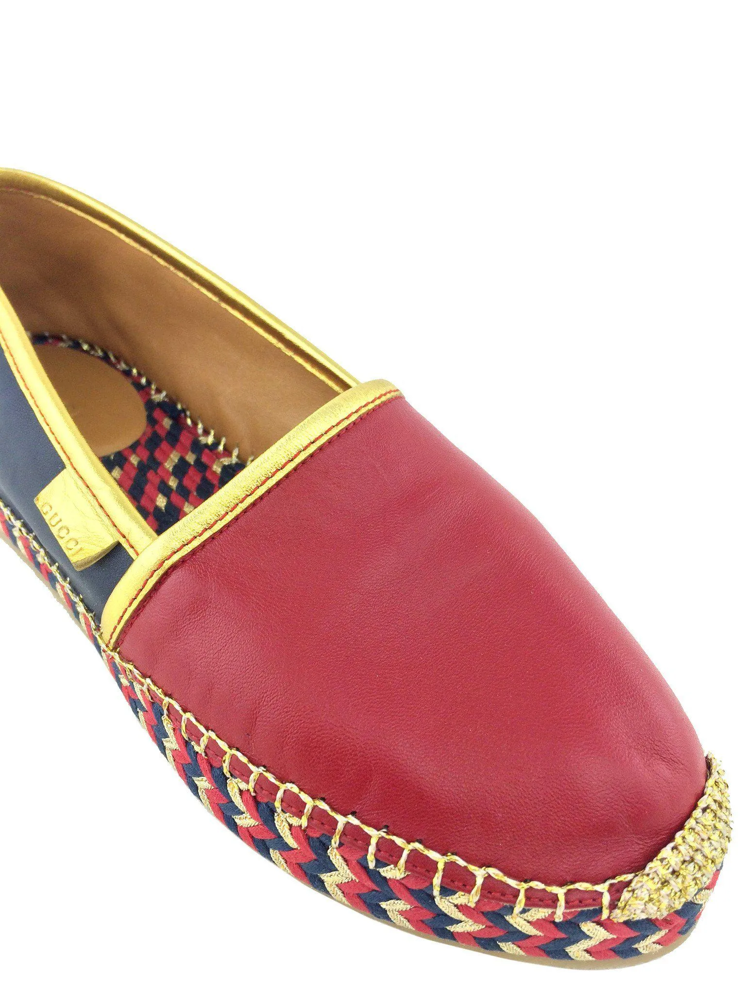 Gucci Pilar Leather Espadrille Flats Size 6.5 NEW