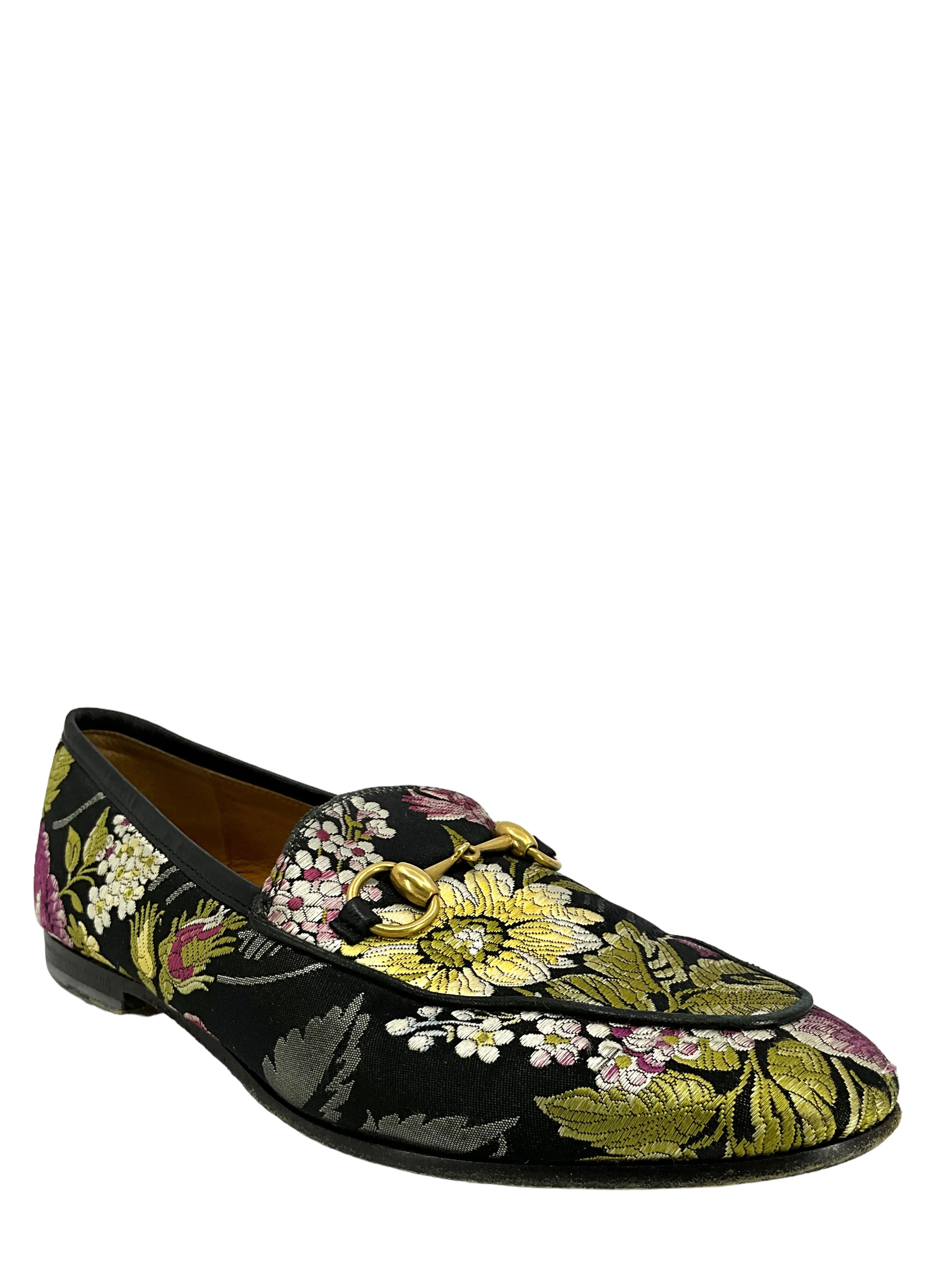 Gucci Princetown Floral Jacquard Horsebit Mules Size 5