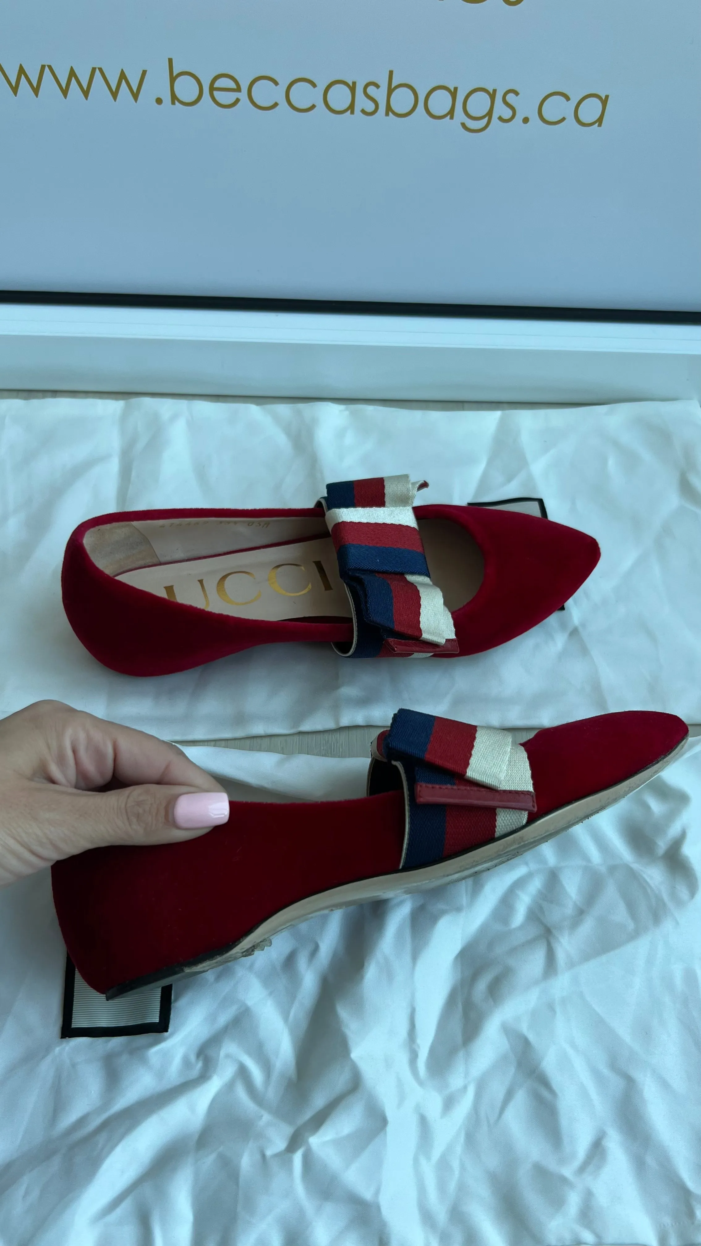 Gucci Velvet Sylvie Bow Ballet Flats