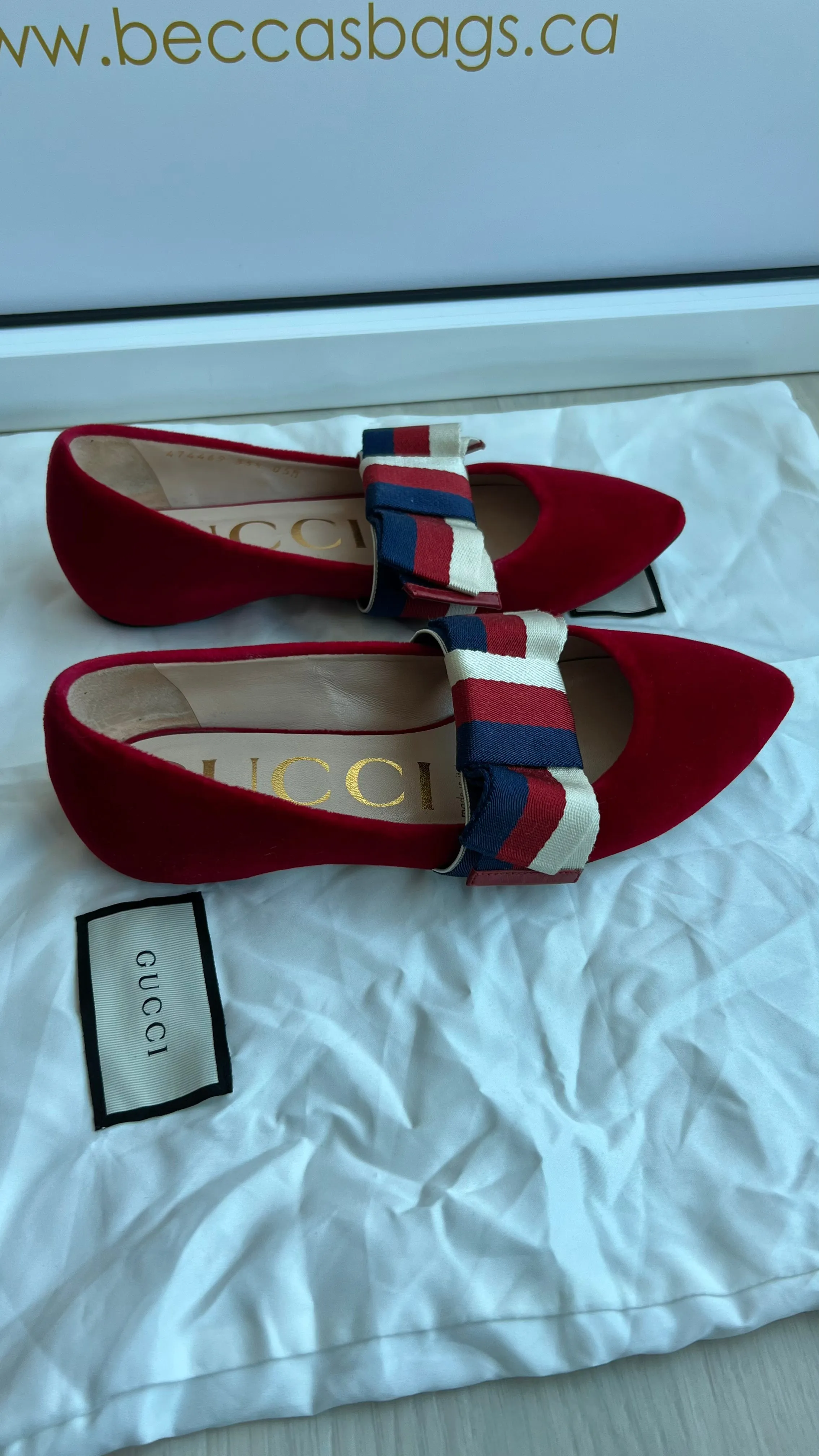 Gucci Velvet Sylvie Bow Ballet Flats