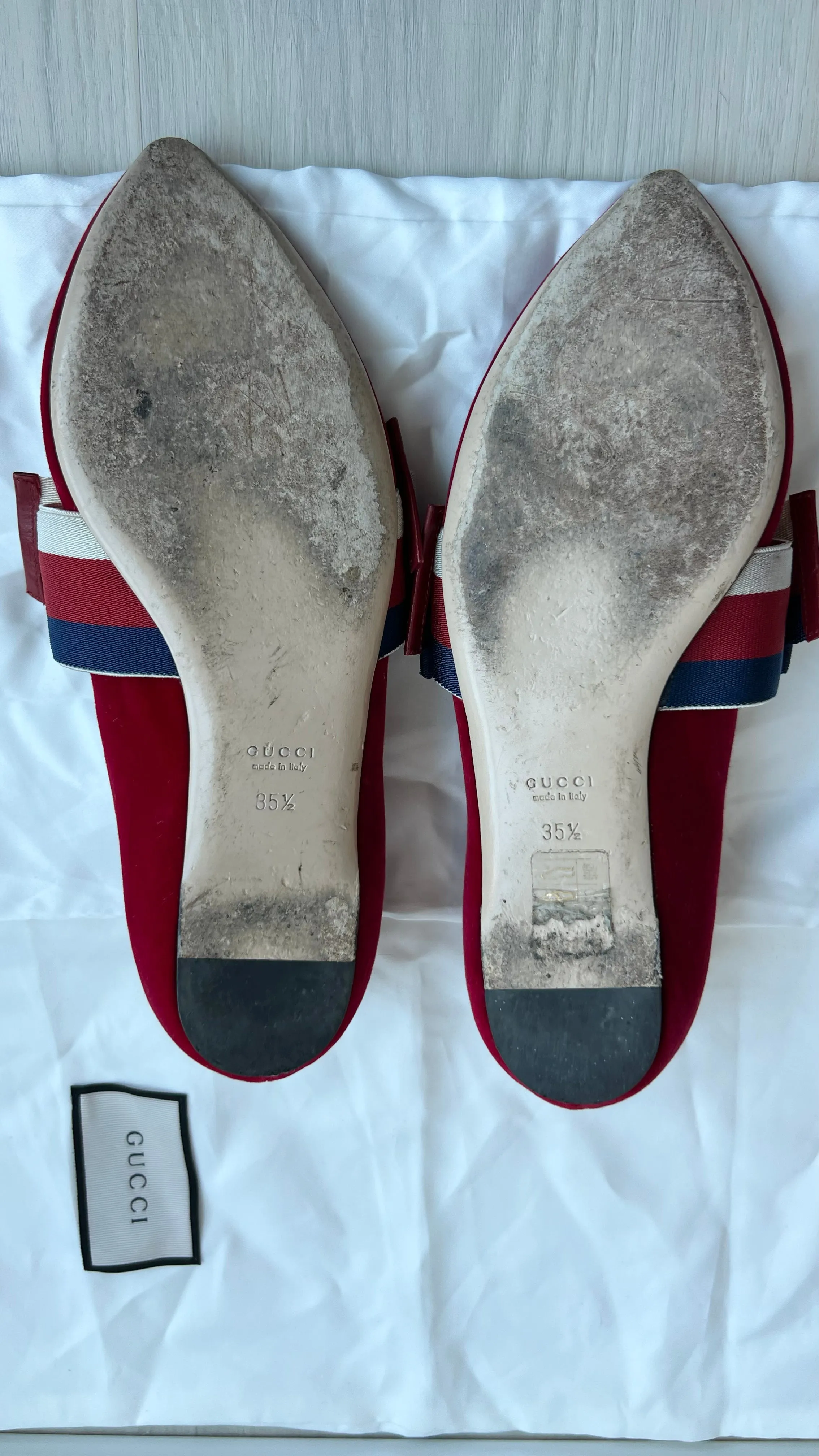 Gucci Velvet Sylvie Bow Ballet Flats