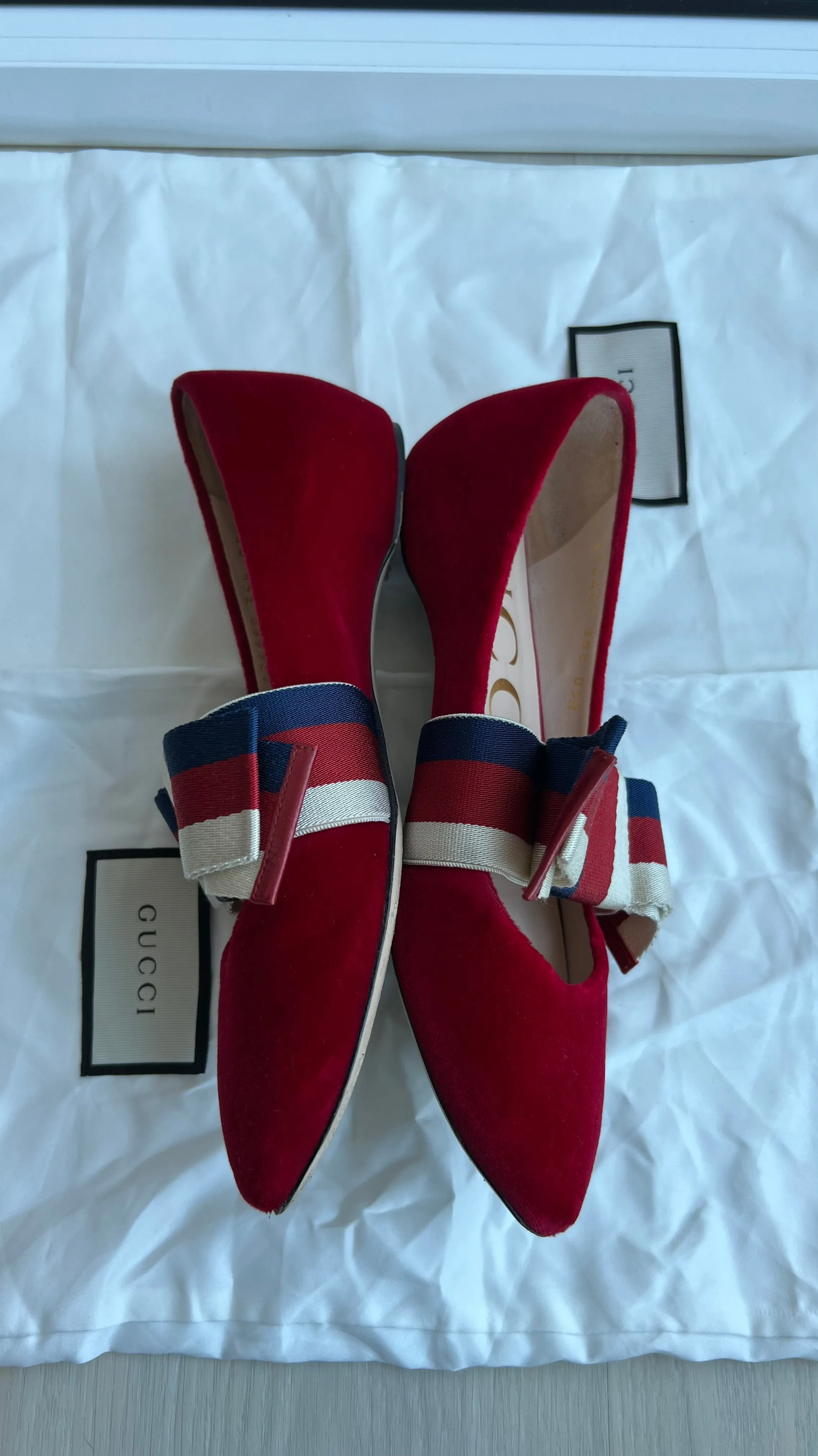 Gucci Velvet Sylvie Bow Ballet Flats