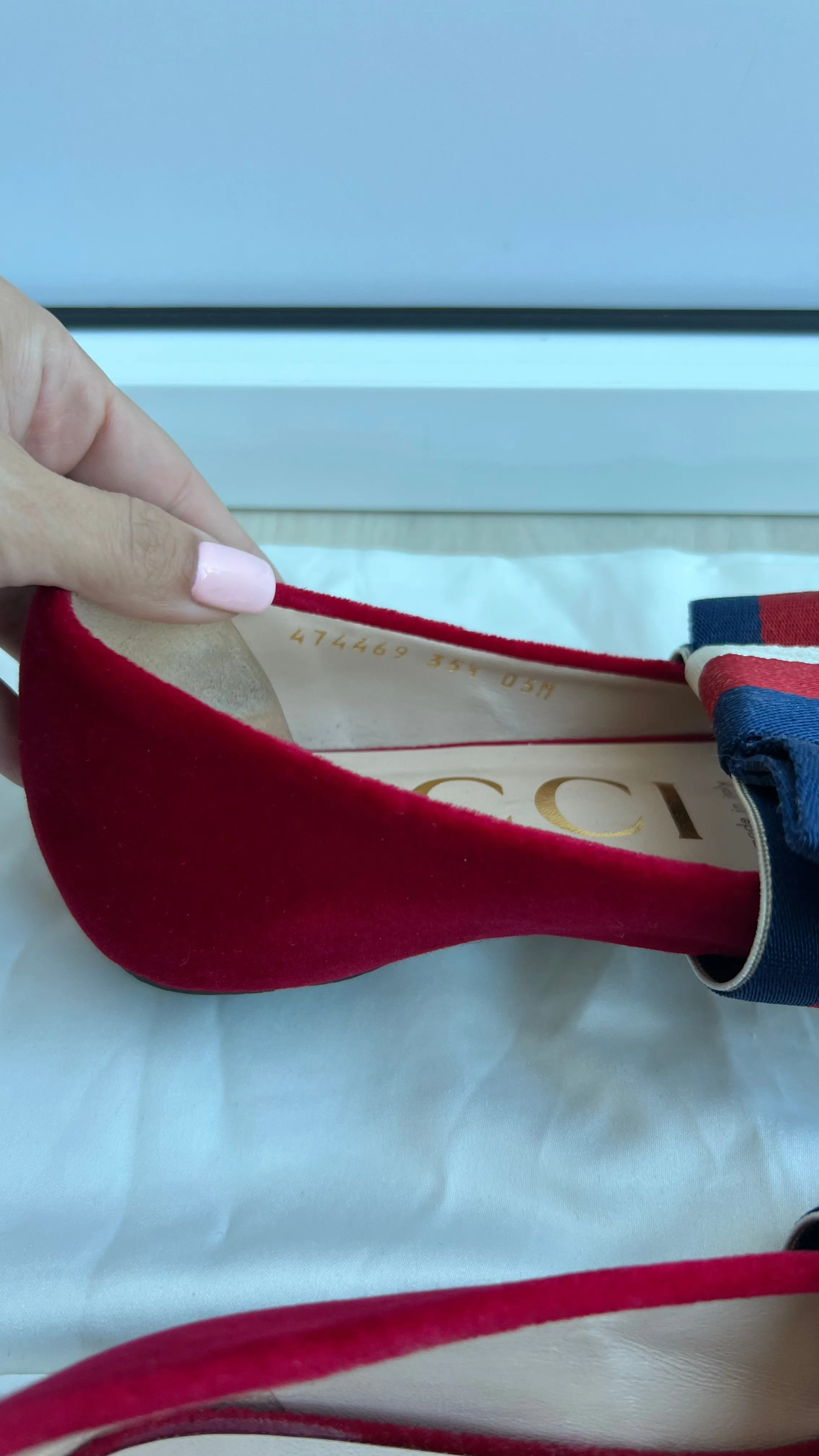 Gucci Velvet Sylvie Bow Ballet Flats