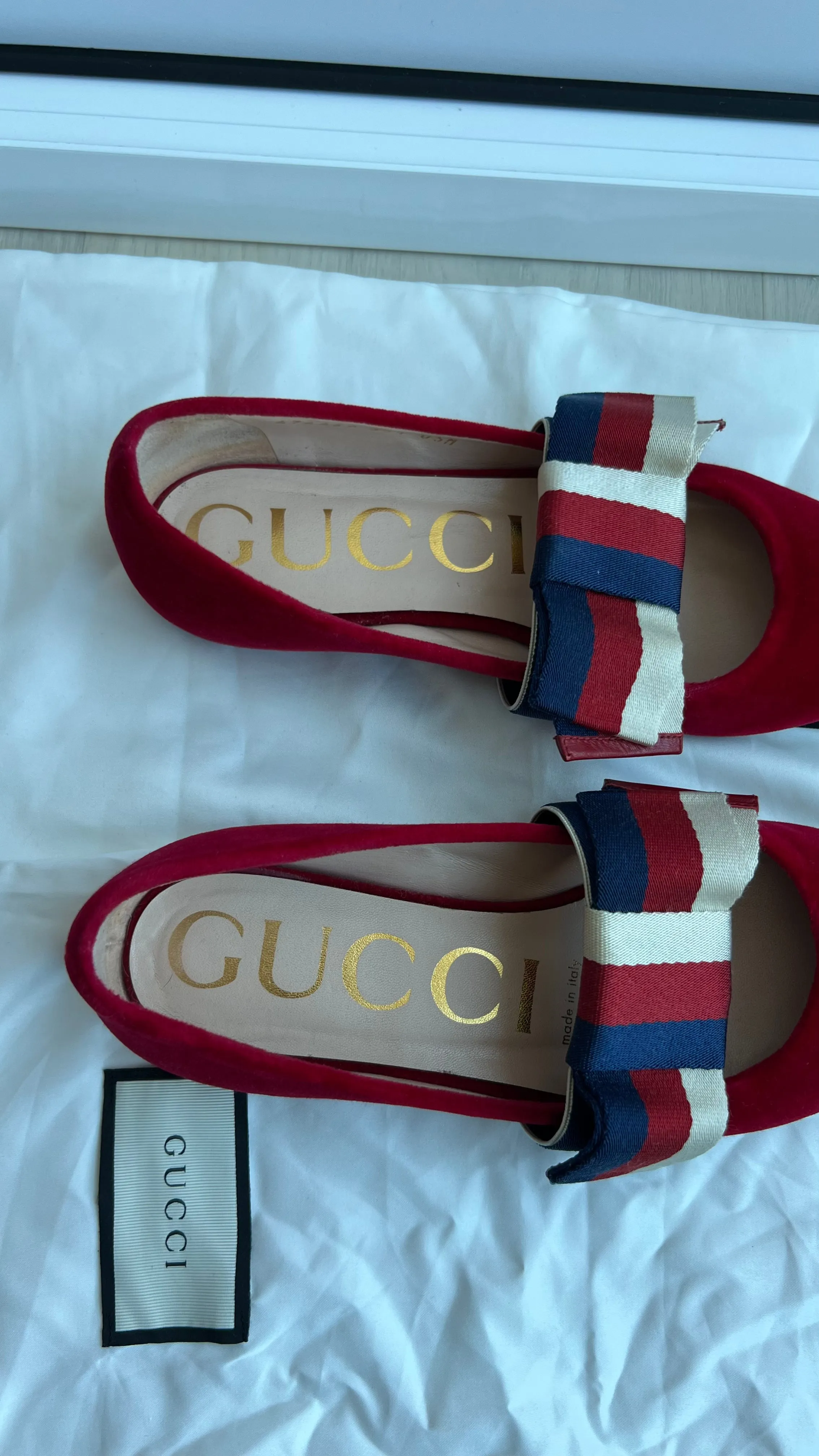 Gucci Velvet Sylvie Bow Ballet Flats