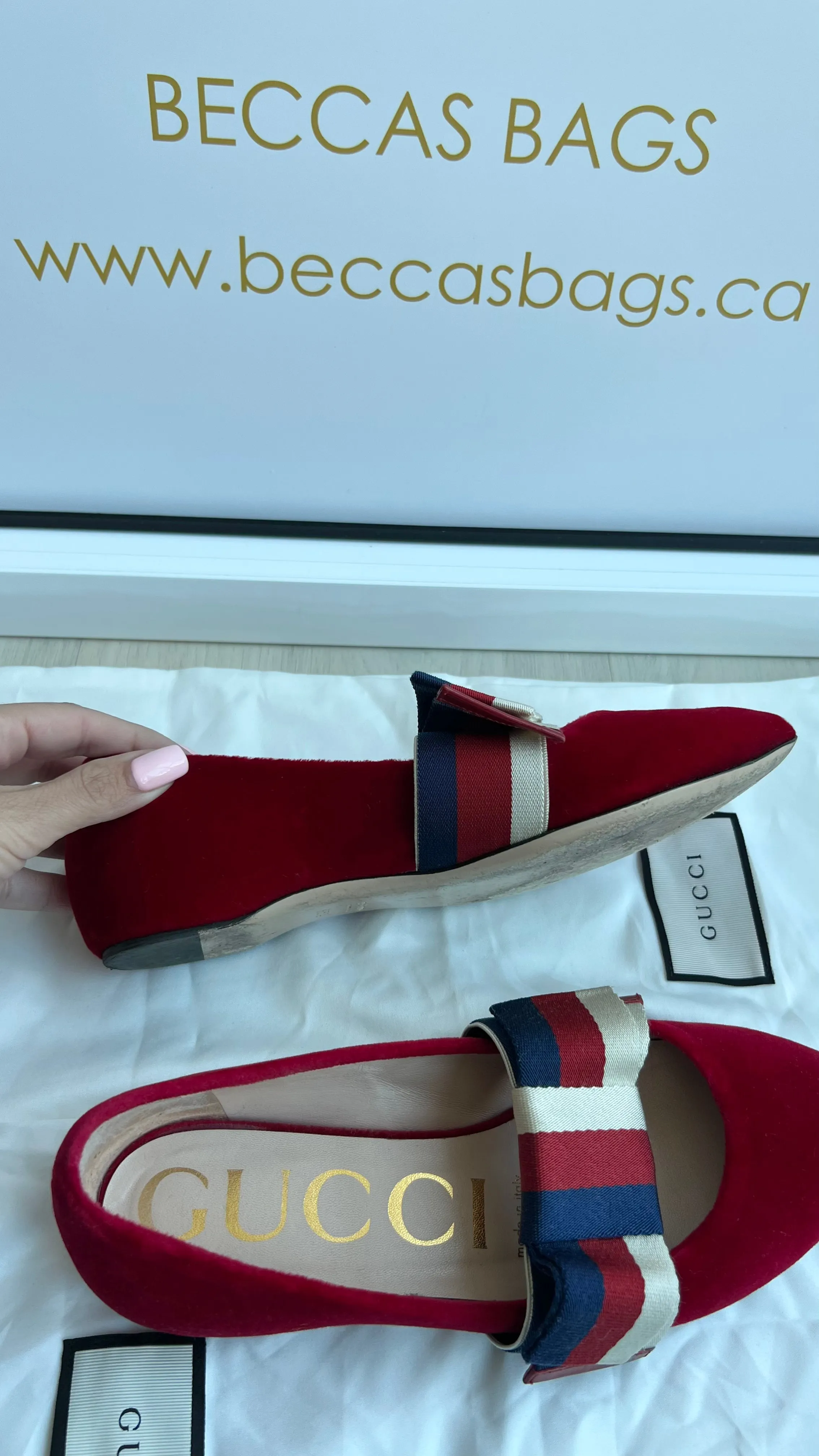 Gucci Velvet Sylvie Bow Ballet Flats