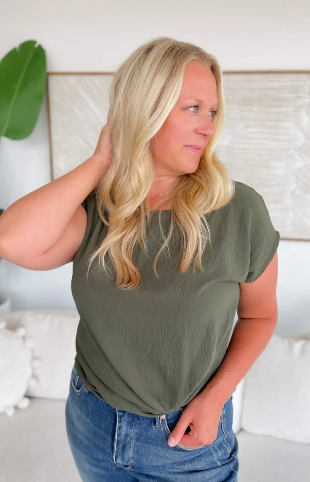 Holly Front Knot Olive Top