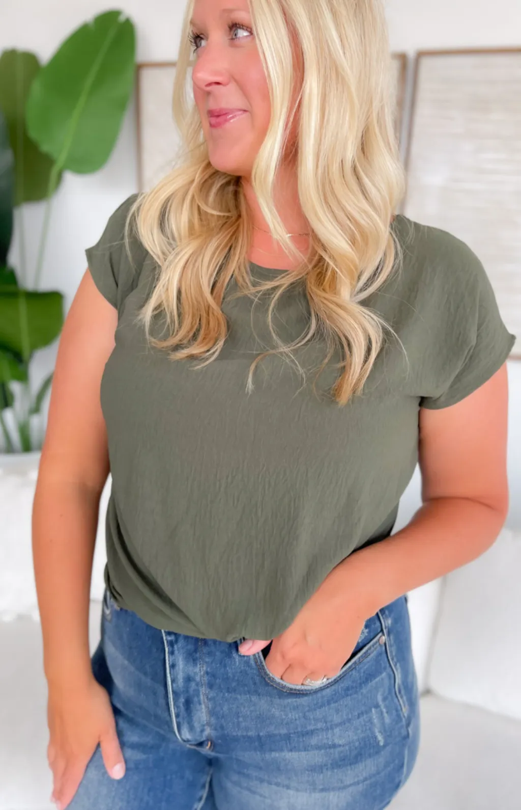 Holly Front Knot Olive Top