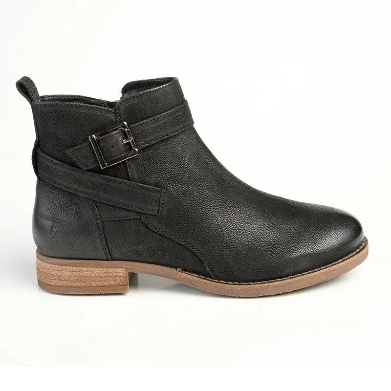 Hush Puppies Elizabeth Leather Side Strap Ankle Boot - Black